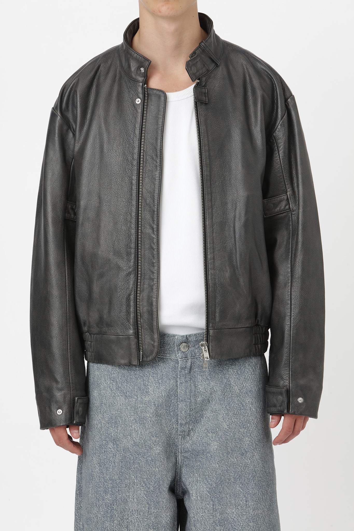 Won Hundred Men Conan Leather Jacket Black