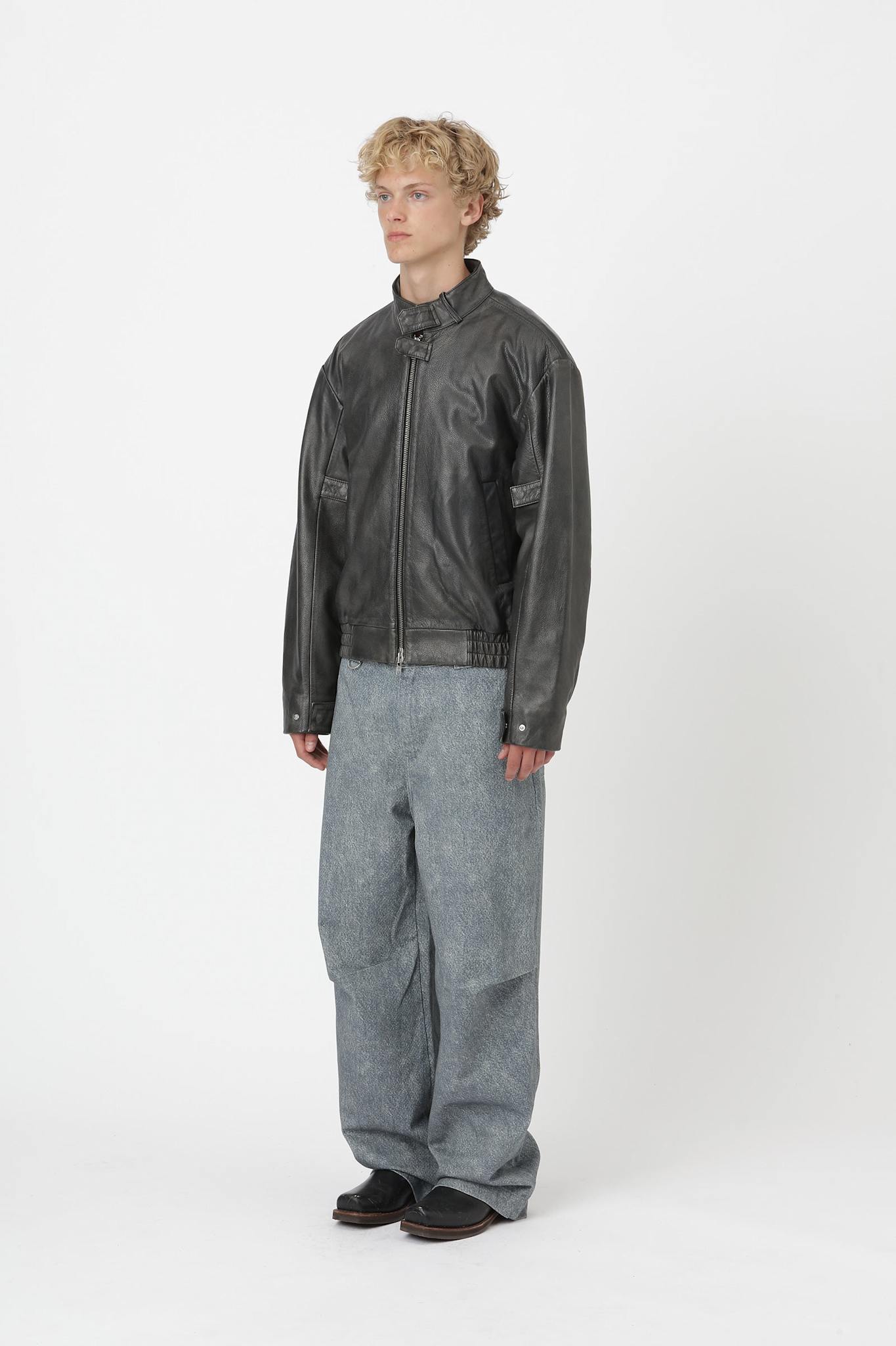 Won Hundred Men Conan Leather Jacket Black