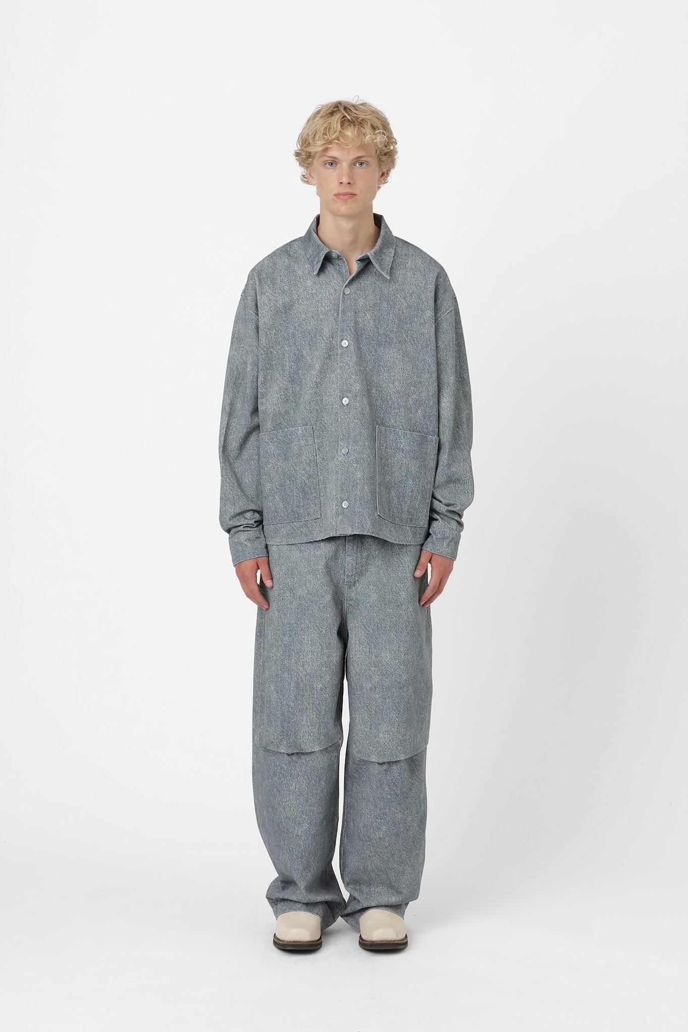 Won Hundred Men Dustin Faux Denim Shirt Blue