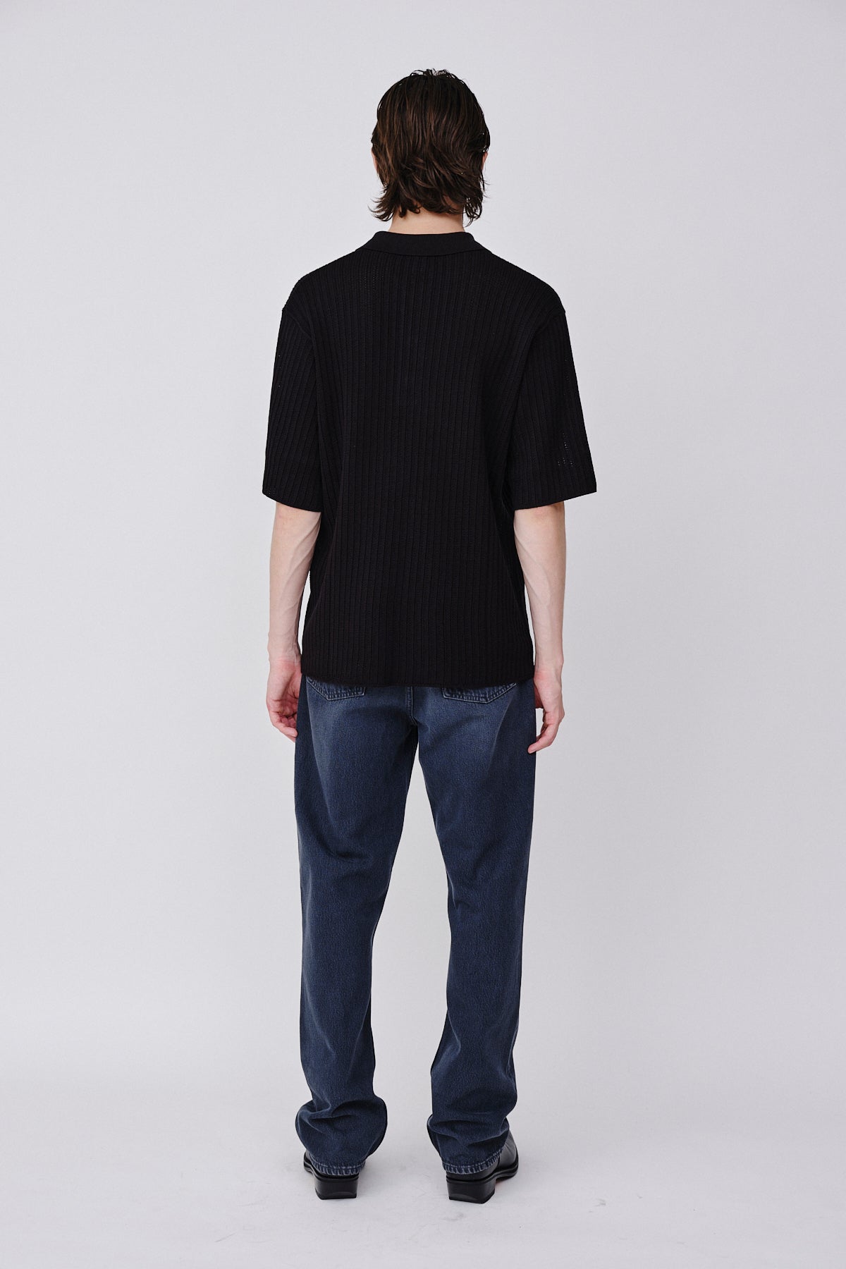 Won Hundred Men Eddie SS Pointelle Knitwear Black