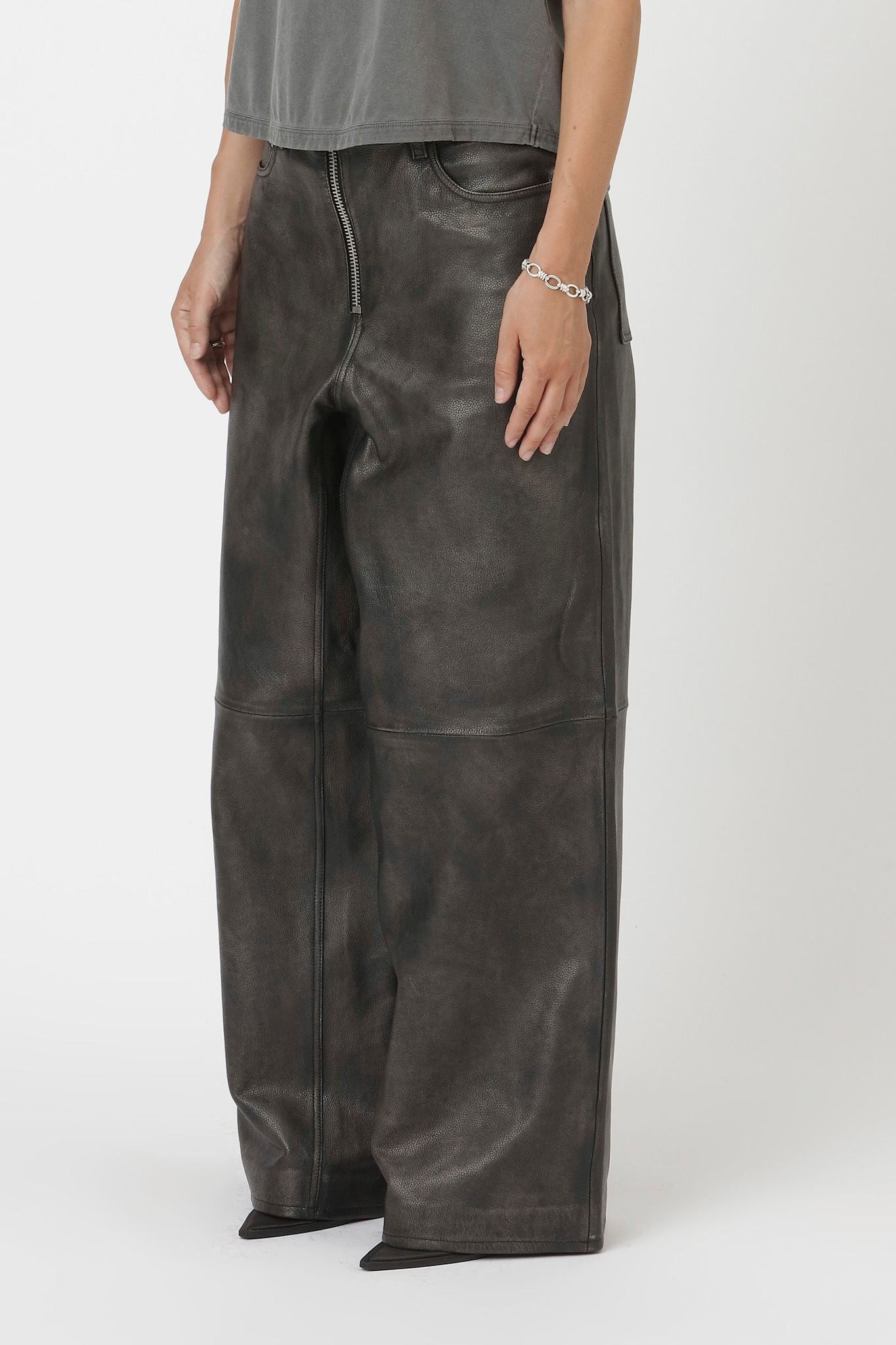 Won Hundred Women Emerie Zip Leather Leather Garment Black