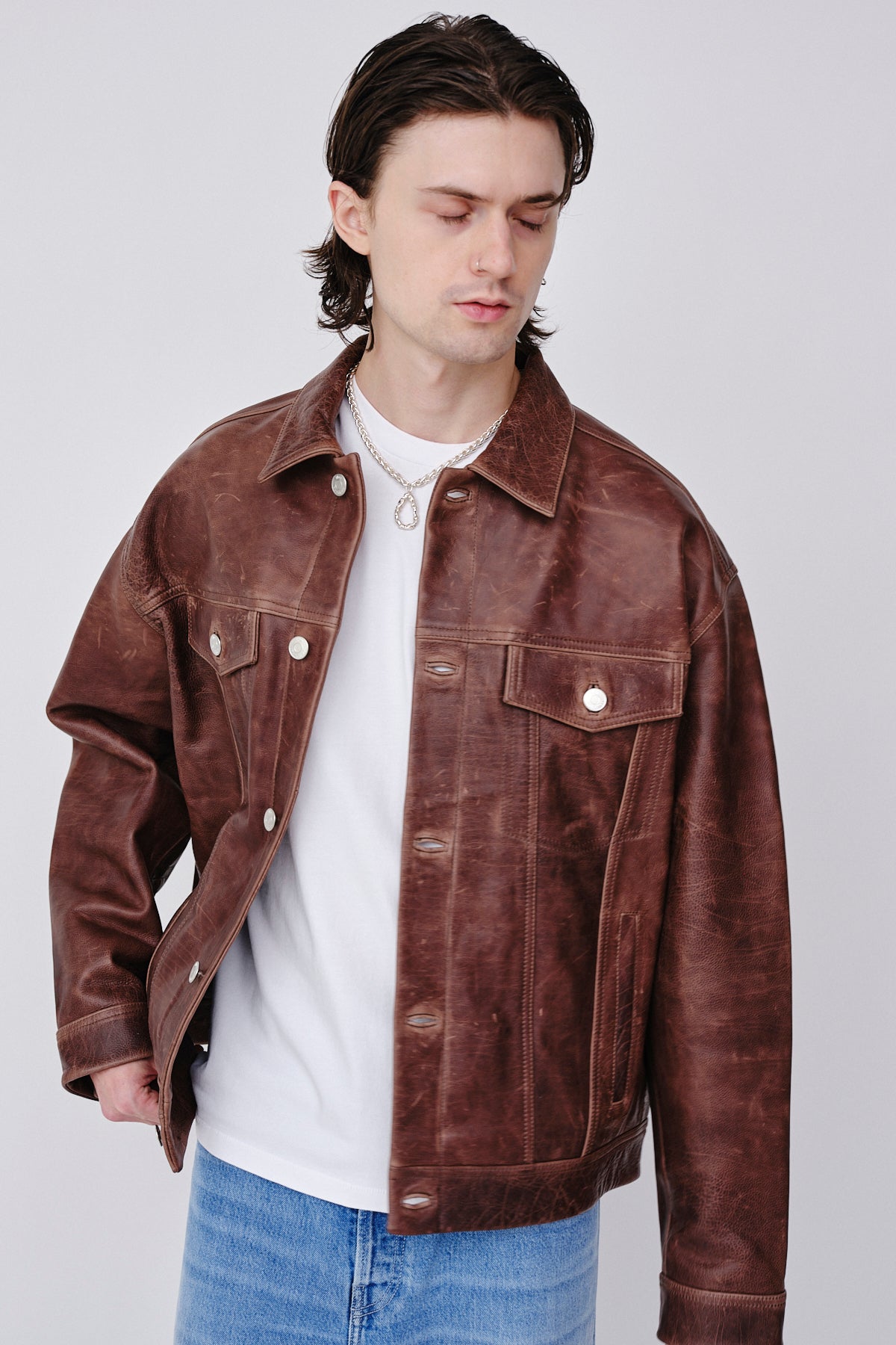 Won Hundred Men Ezra Leather Garment Friar Brown