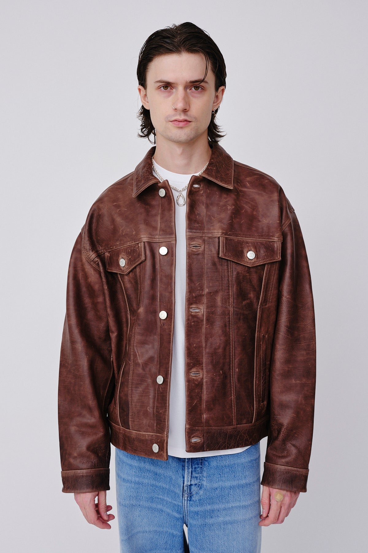 Won Hundred Men Ezra Leather Garment Friar Brown