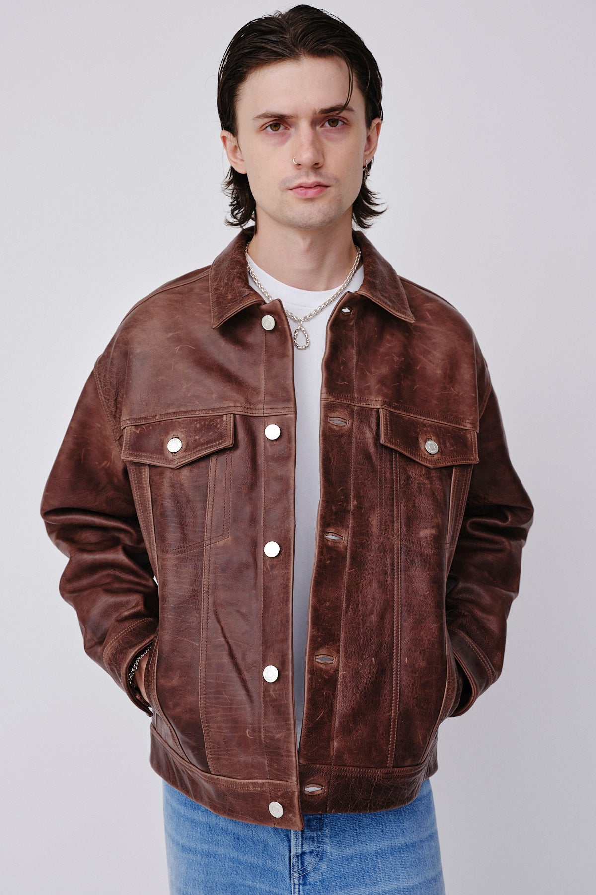 Won Hundred Men Ezra Leather Garment Friar Brown