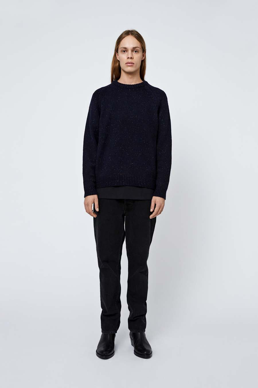 Won Hundred Men George Knitwear Dark Sapphire Melange