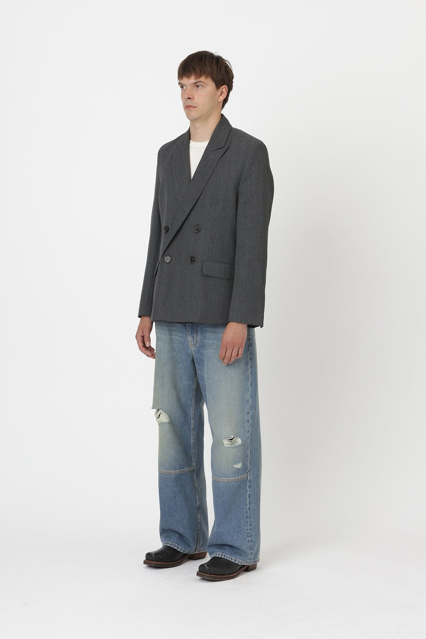 Won Hundred Men Kaison Blazer Anthracite Melange