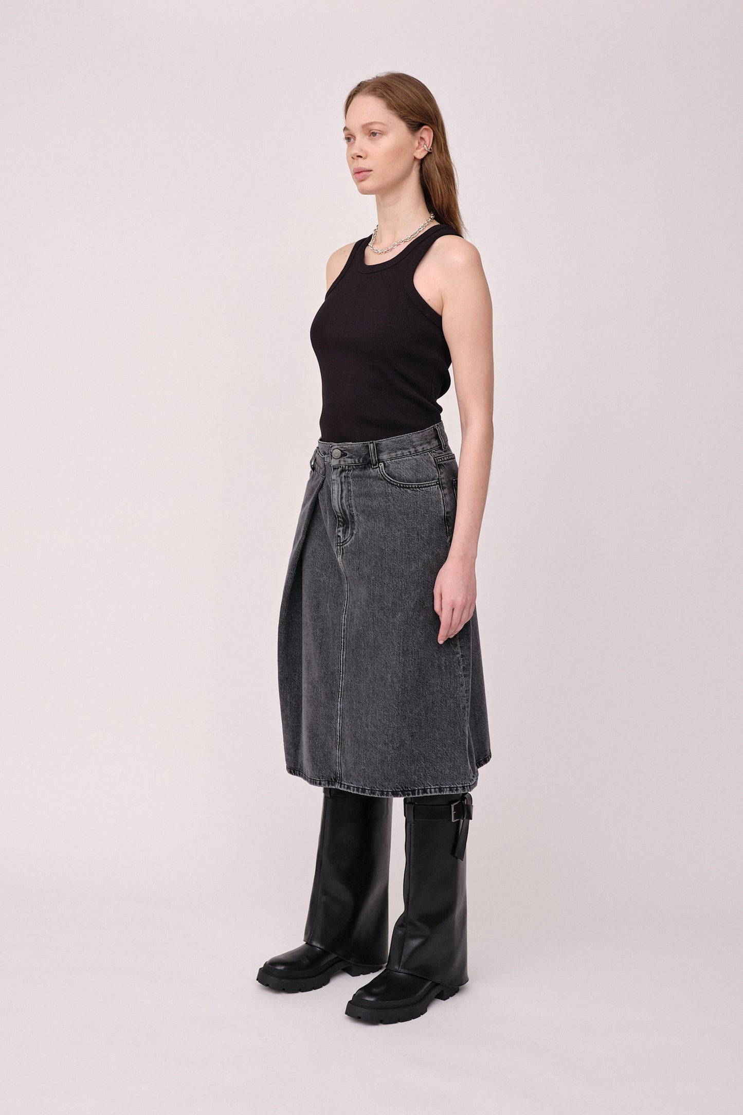 Won Hundred Women Kelly Skirt Denim Dark Grey