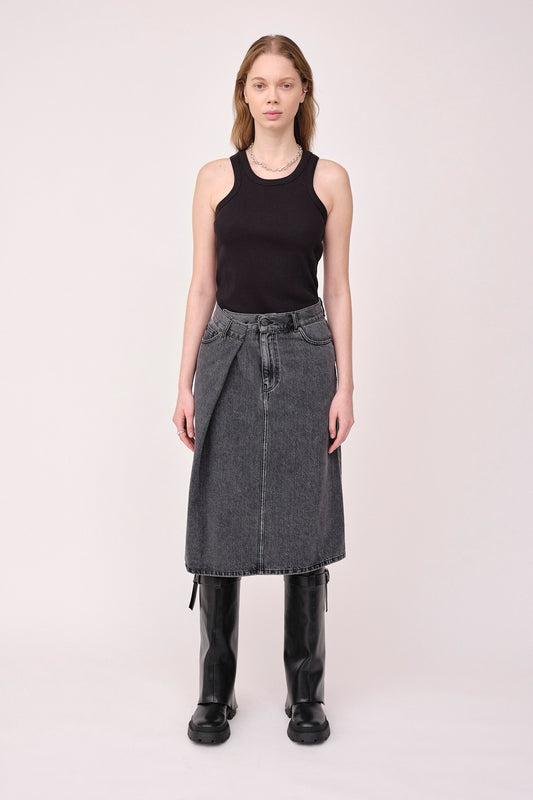 Won Hundred Women Kelly Skirt Denim Dark Grey