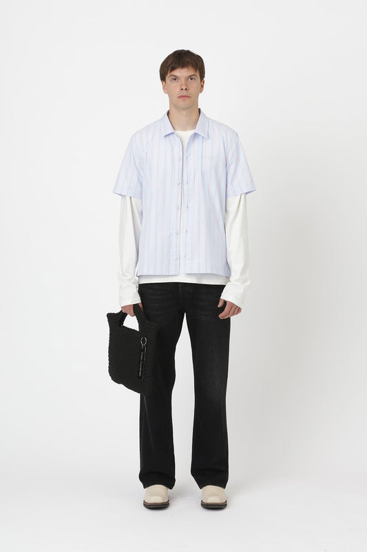 Won Hundred Men Kirk Stripe Shirt Blue Red Stripe