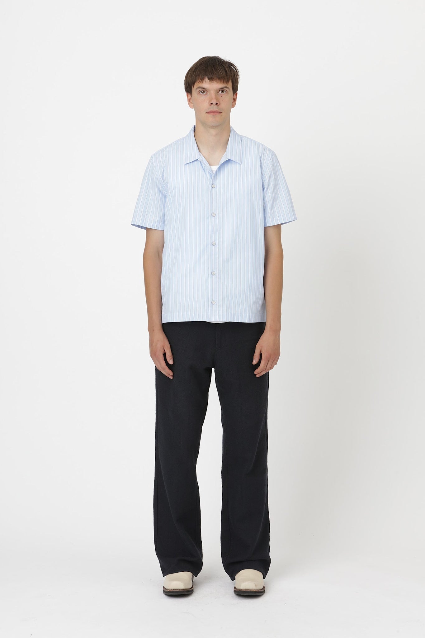 Won Hundred Men Kirk Stripe Shirt Blue Stripe