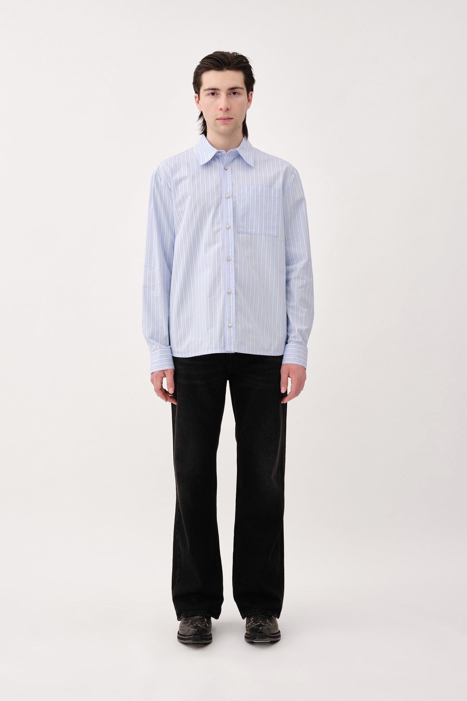 Won Hundred Men Knox Stripe Shirt Blue Stripe