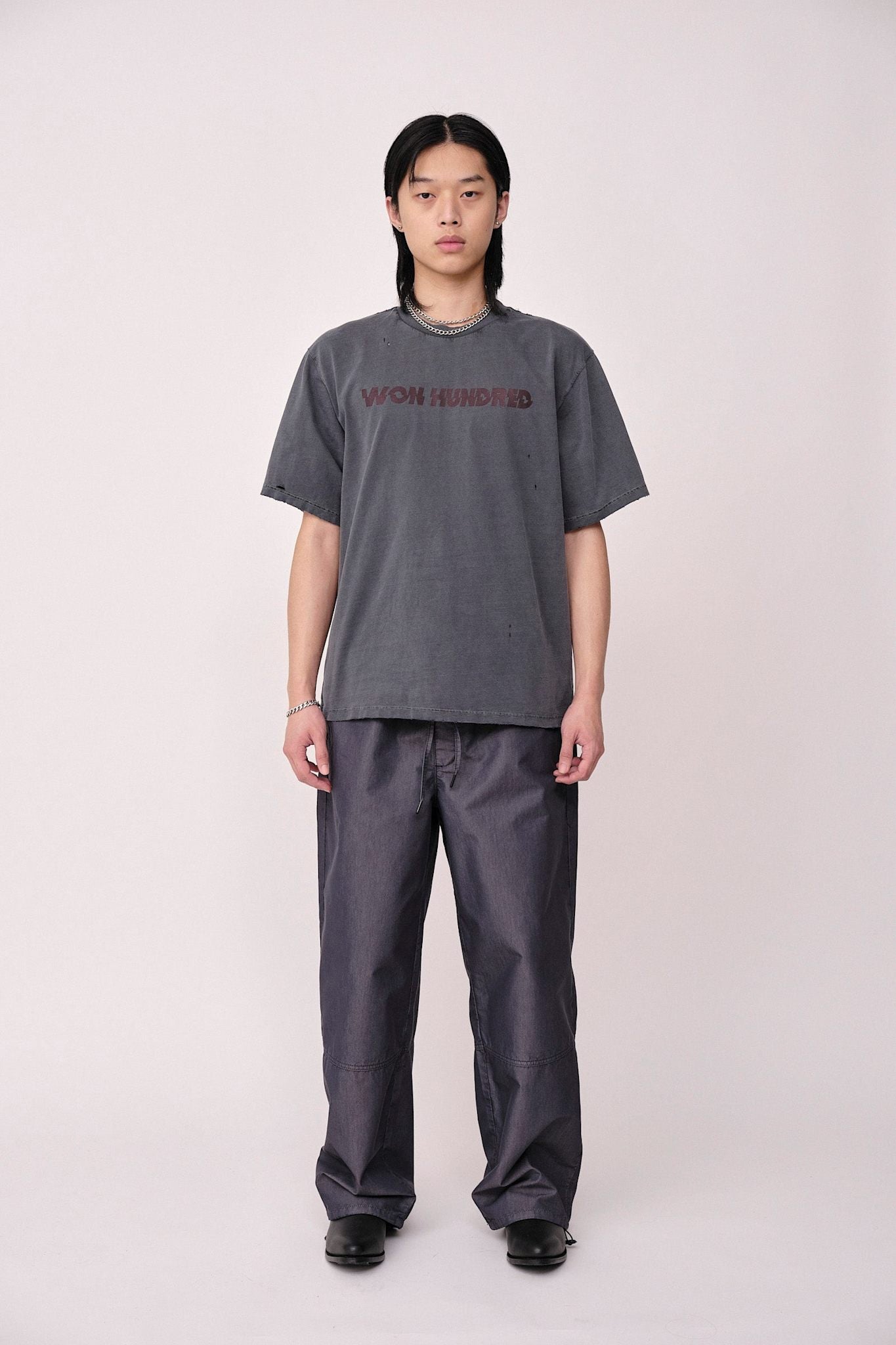 Won Hundred Unisex LA STAGGERED T-shirt Washed Black