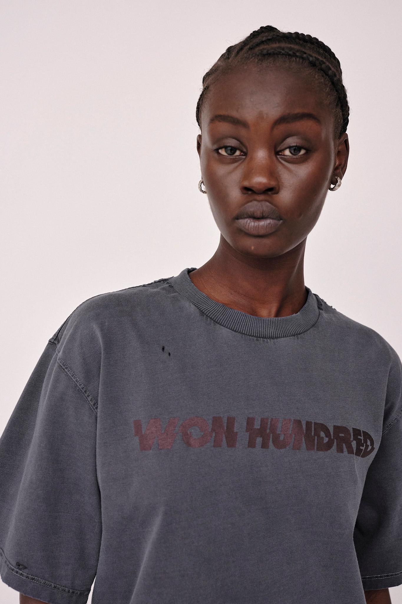 Won Hundred Unisex LA STAGGERED T-shirt Washed Black