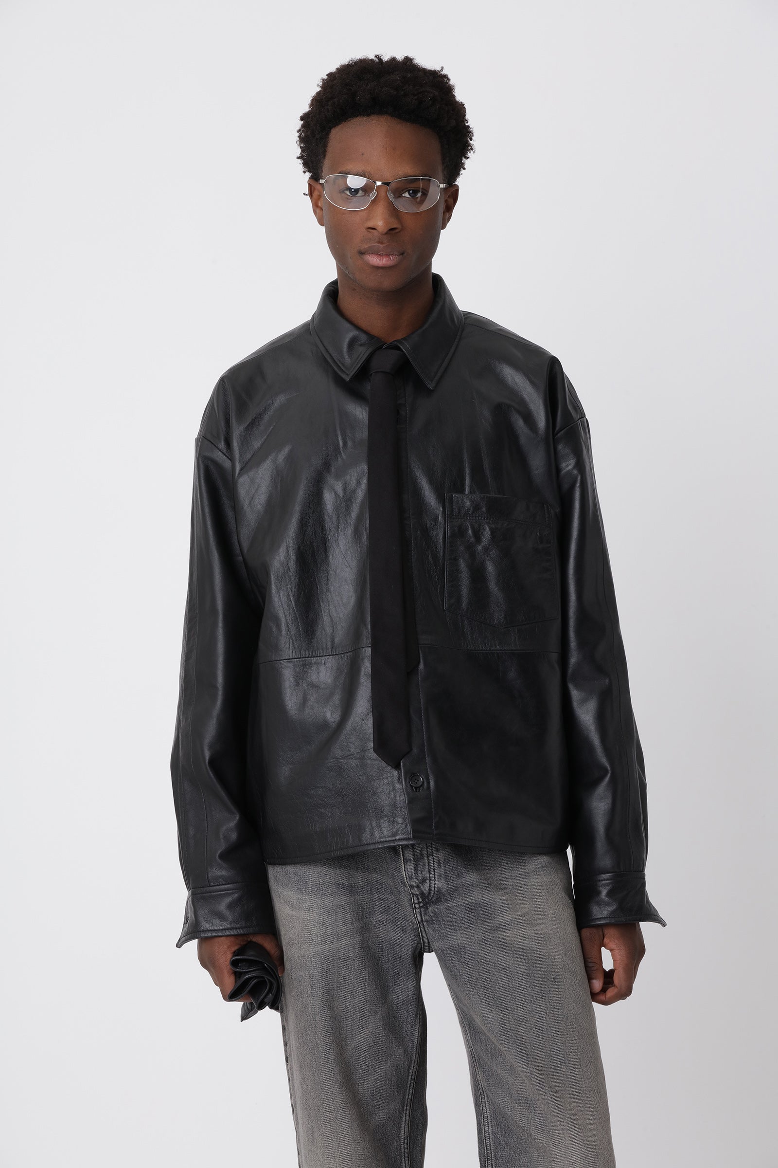 Won Hundred Men Leo Leather Shirt Shirt