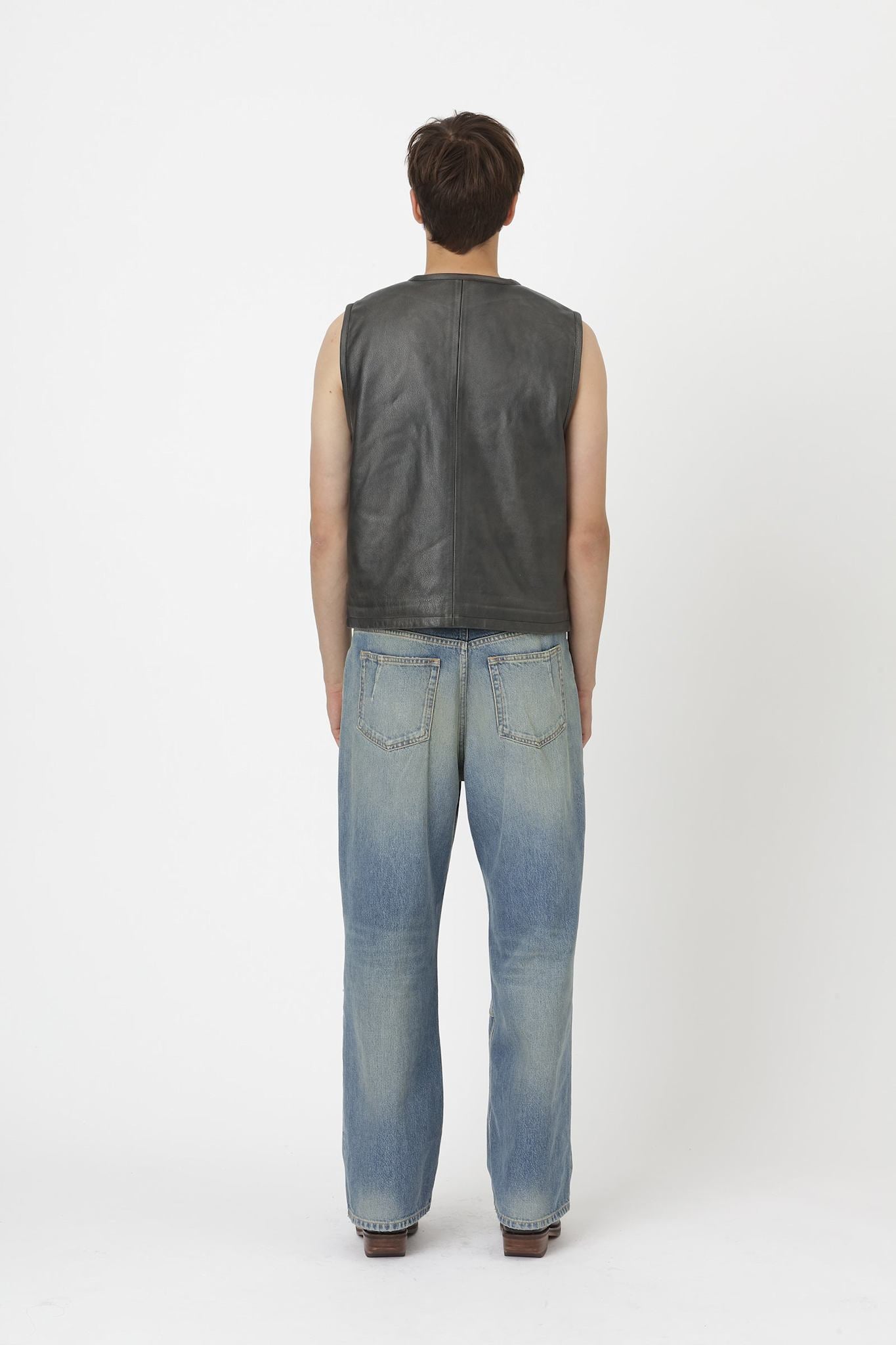 Won Hundred Men Lupin Leather Vest Vest Black