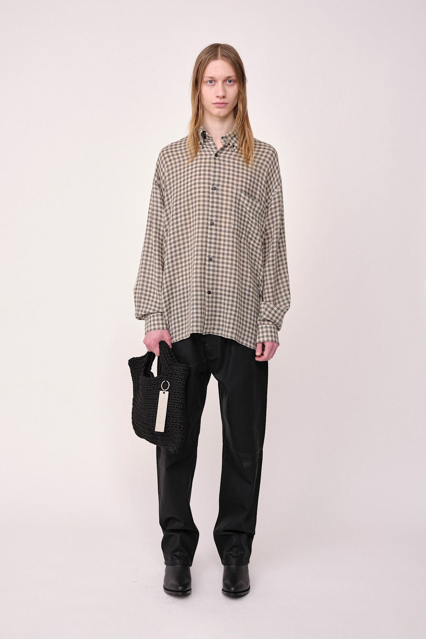 Won Hundred Men Maza Check Shirt Grey Check