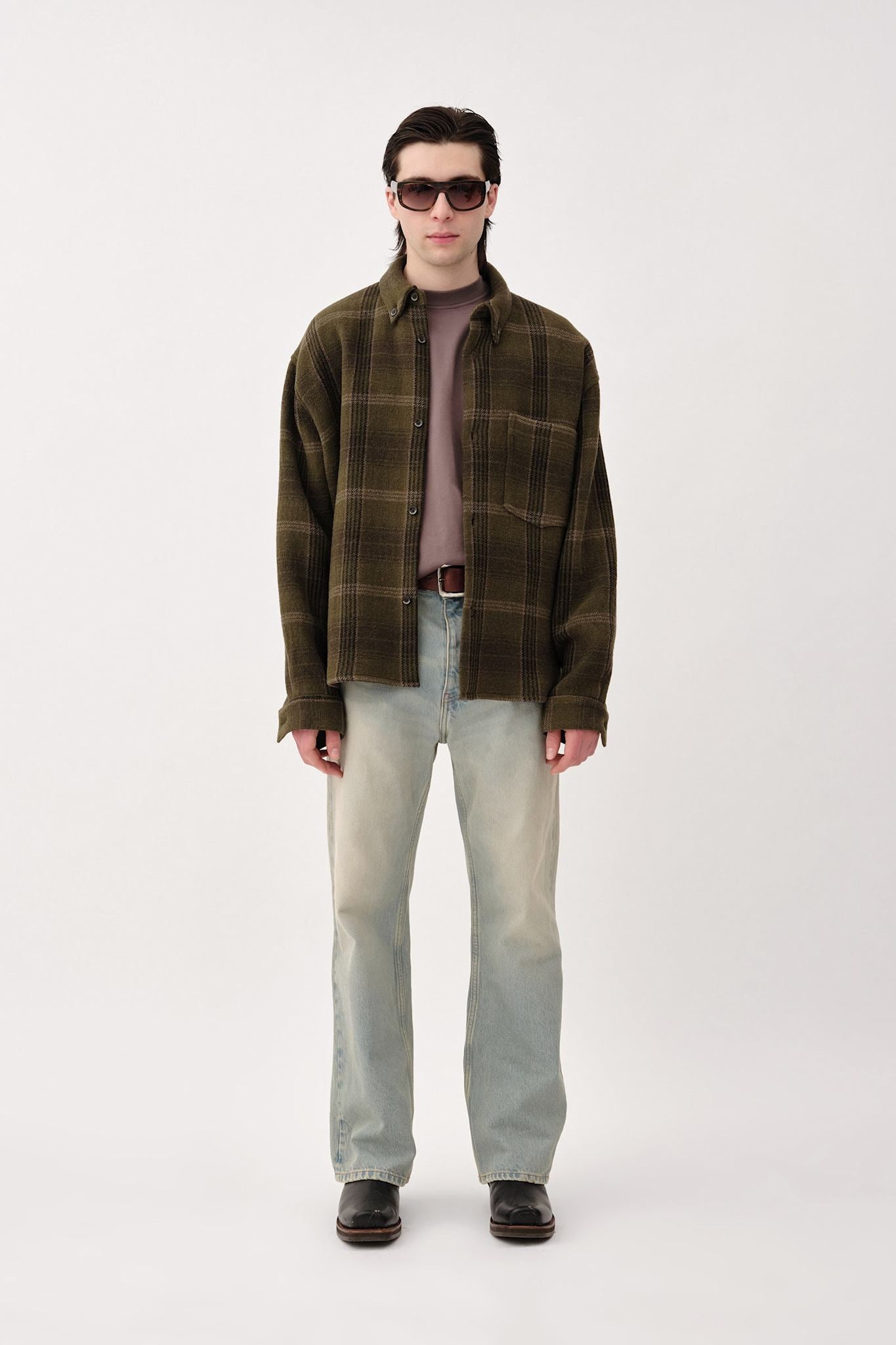 Won Hundred Men Maza Dark Check Shirt