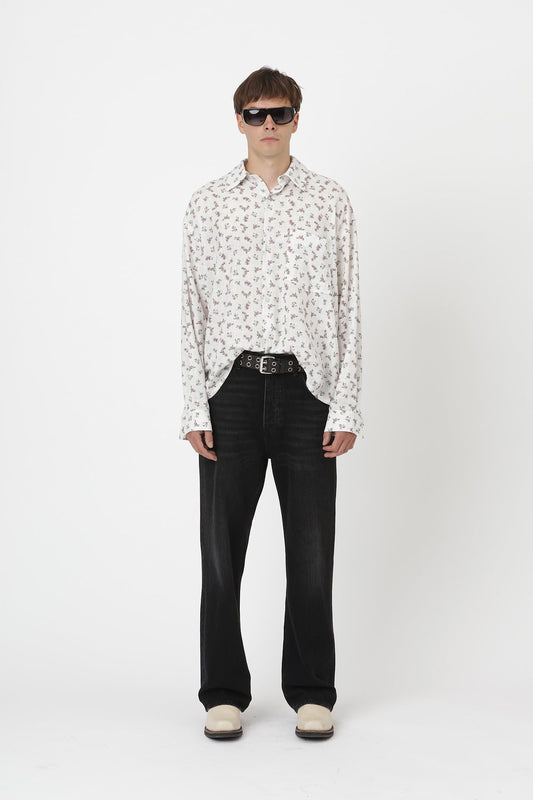 Won Hundred Men Maza Flower Shirt White Flower