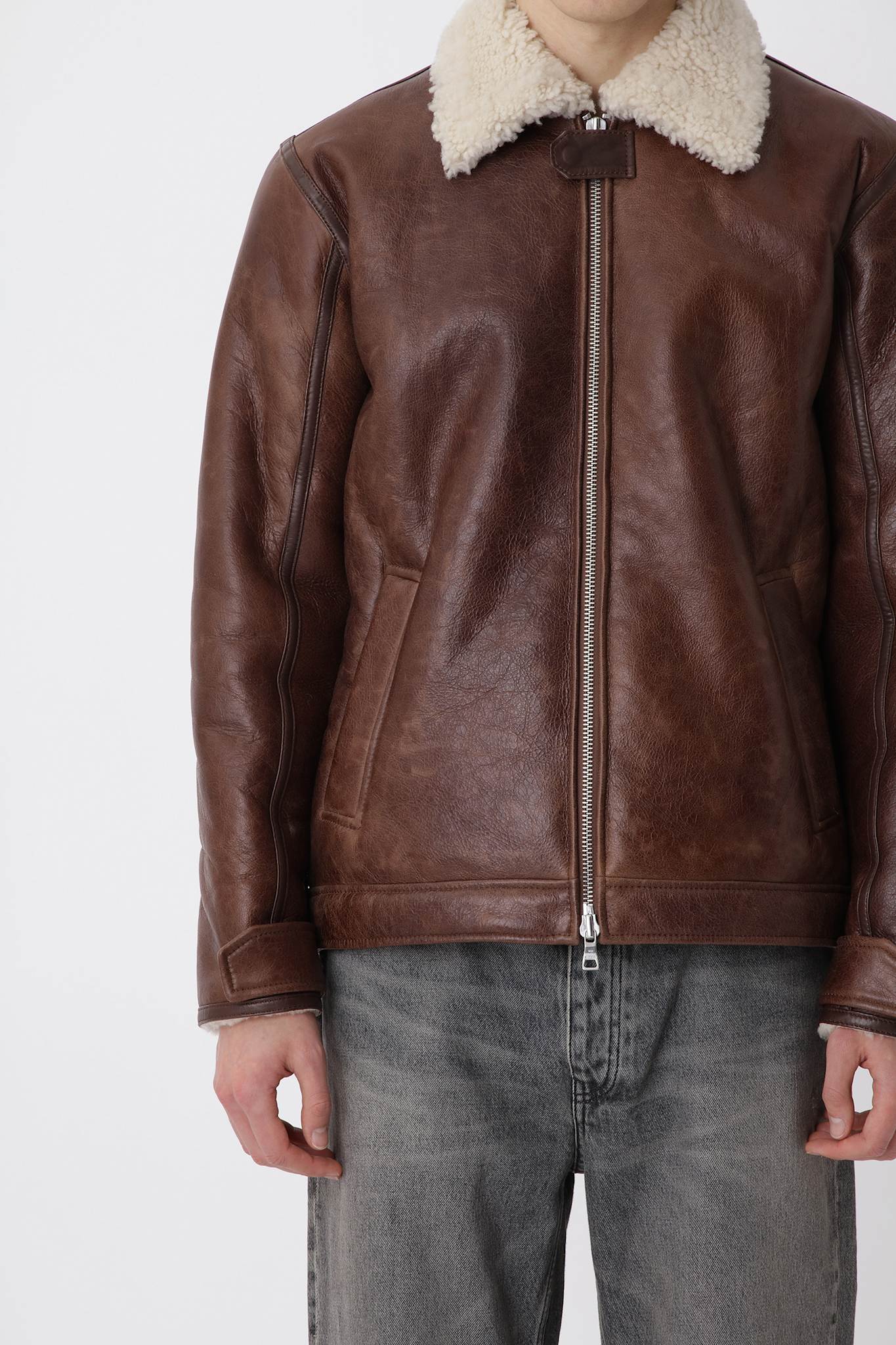 Palma Shearling Jacket M - Pawn Brown