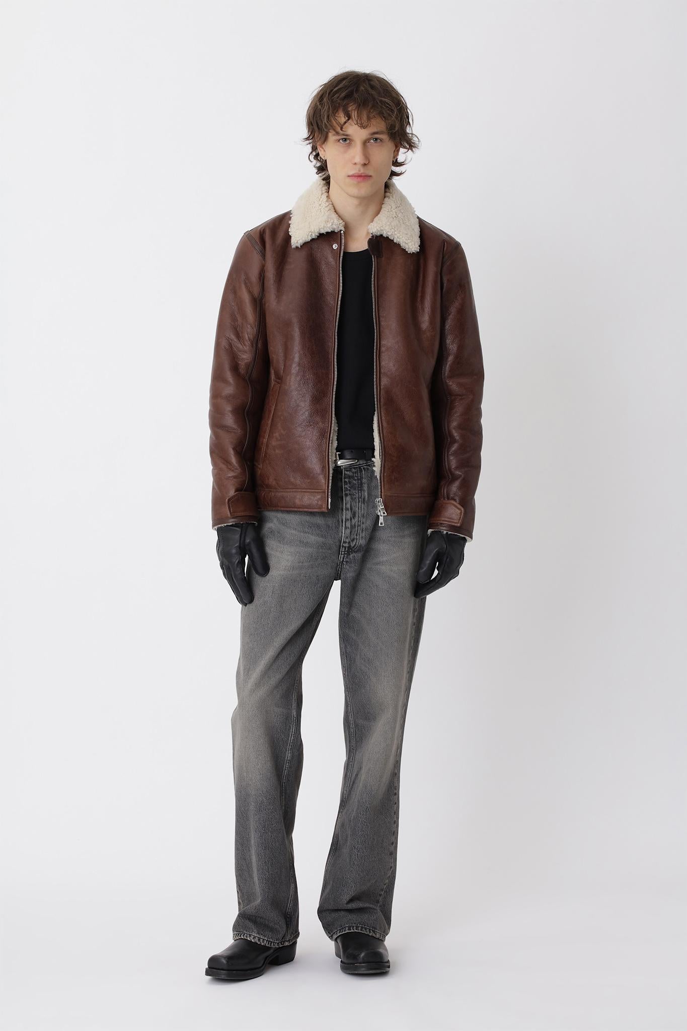 Palma Shearling Jacket M - Pawn Brown