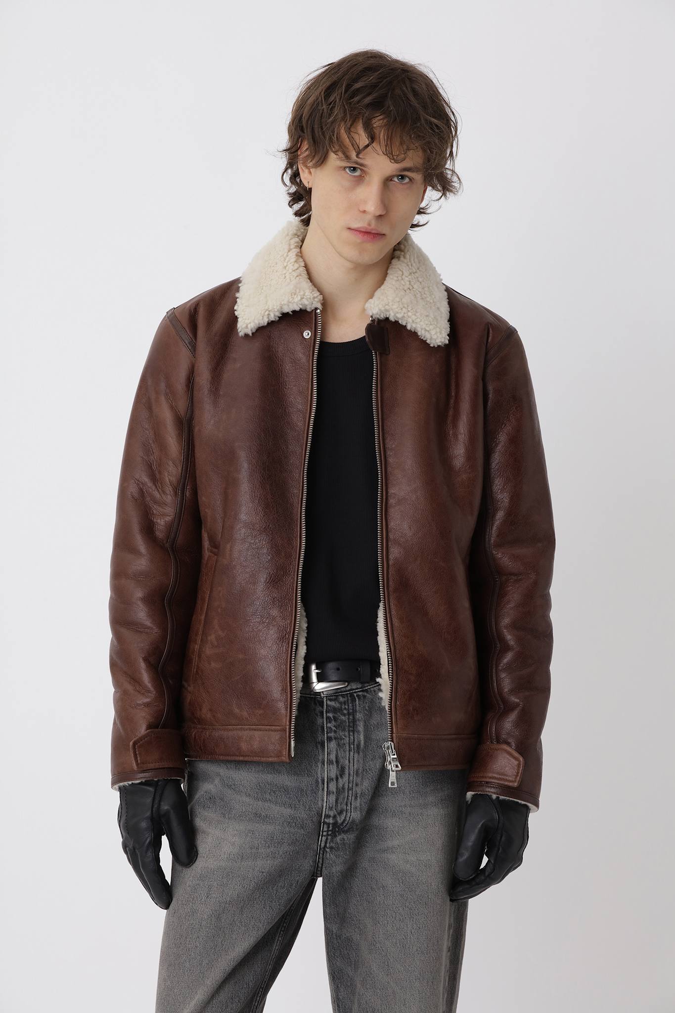 Palma Shearling Jacket M - Pawn Brown
