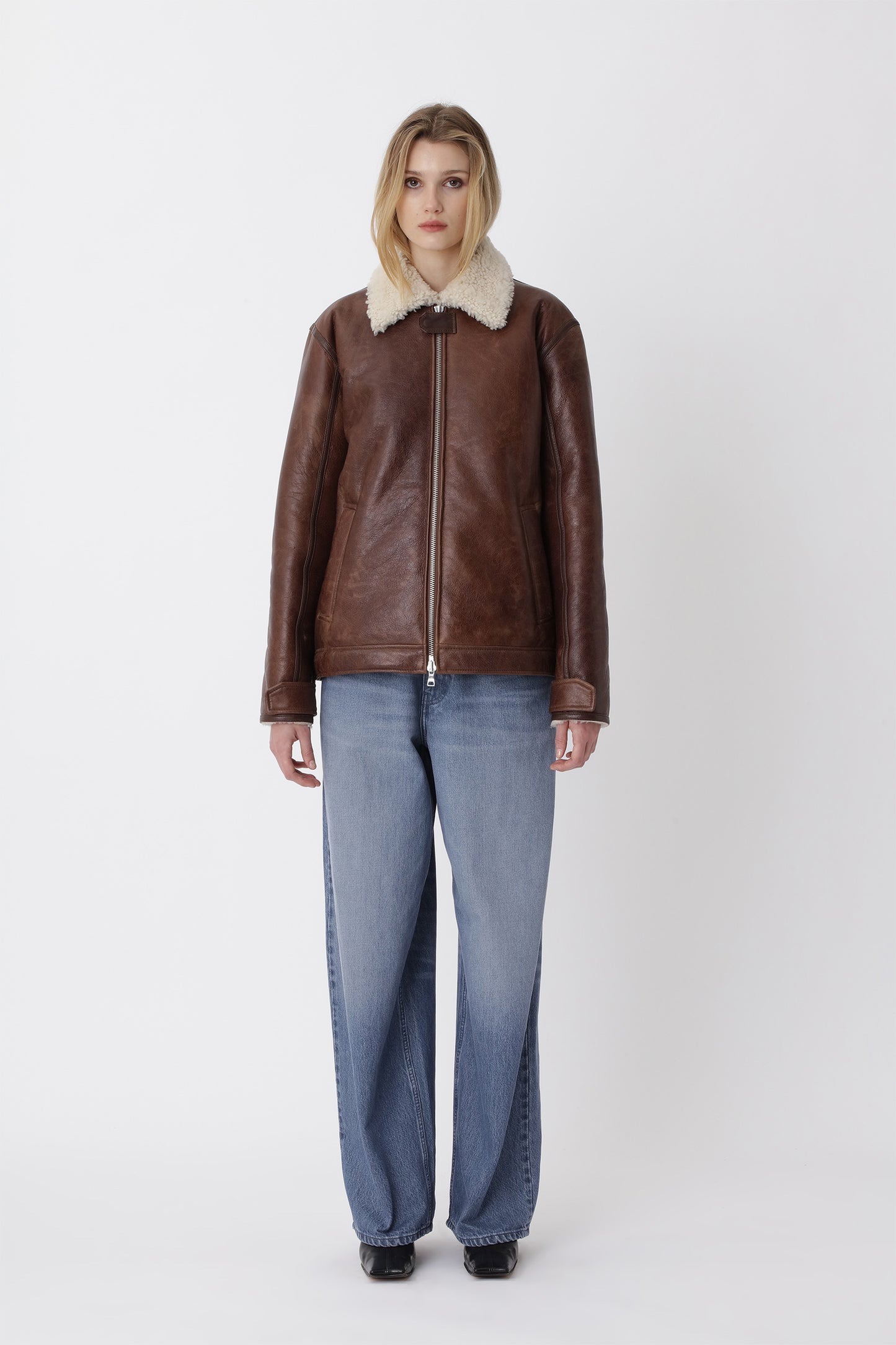 Won Hundred Unisex Palma Shearling Jacket W Leather Garment Pawn Brown