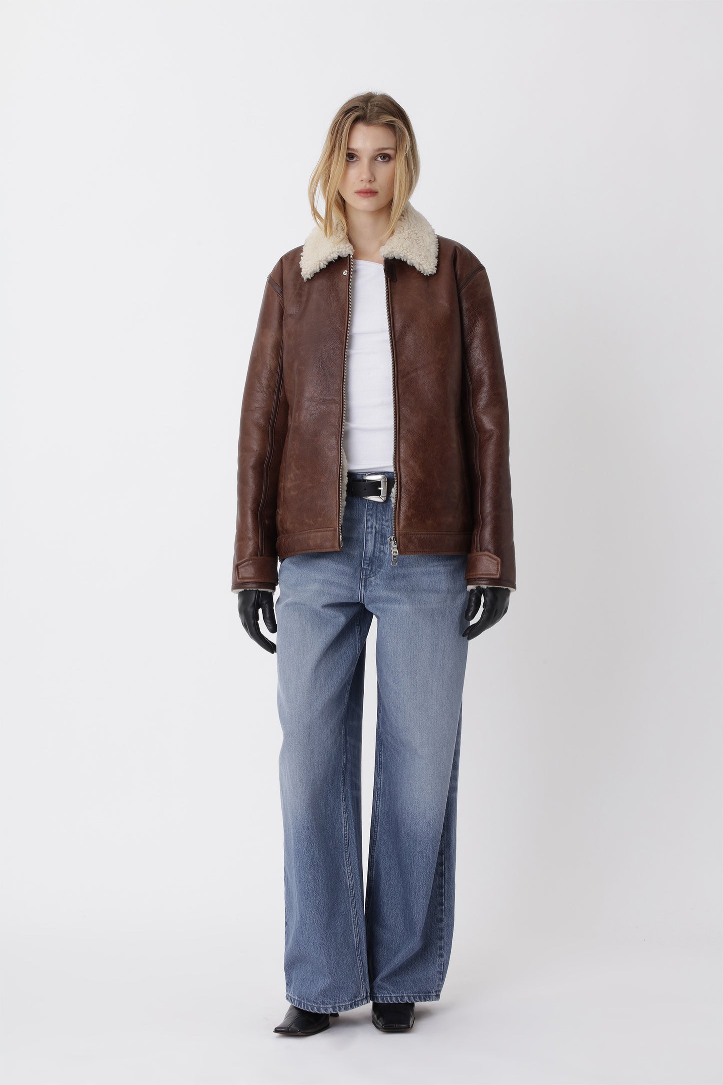 Won Hundred Unisex Palma Shearling Jacket W Leather Garment Pawn Brown