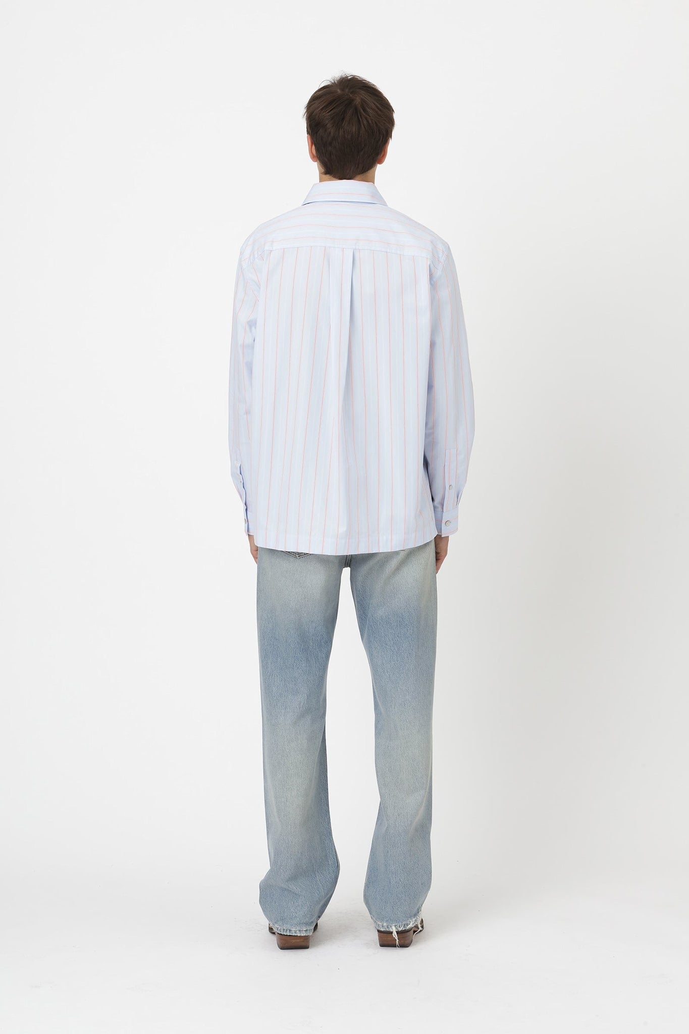 Won Hundred Men Penzo Stripe Shirt Blue Red Stripe