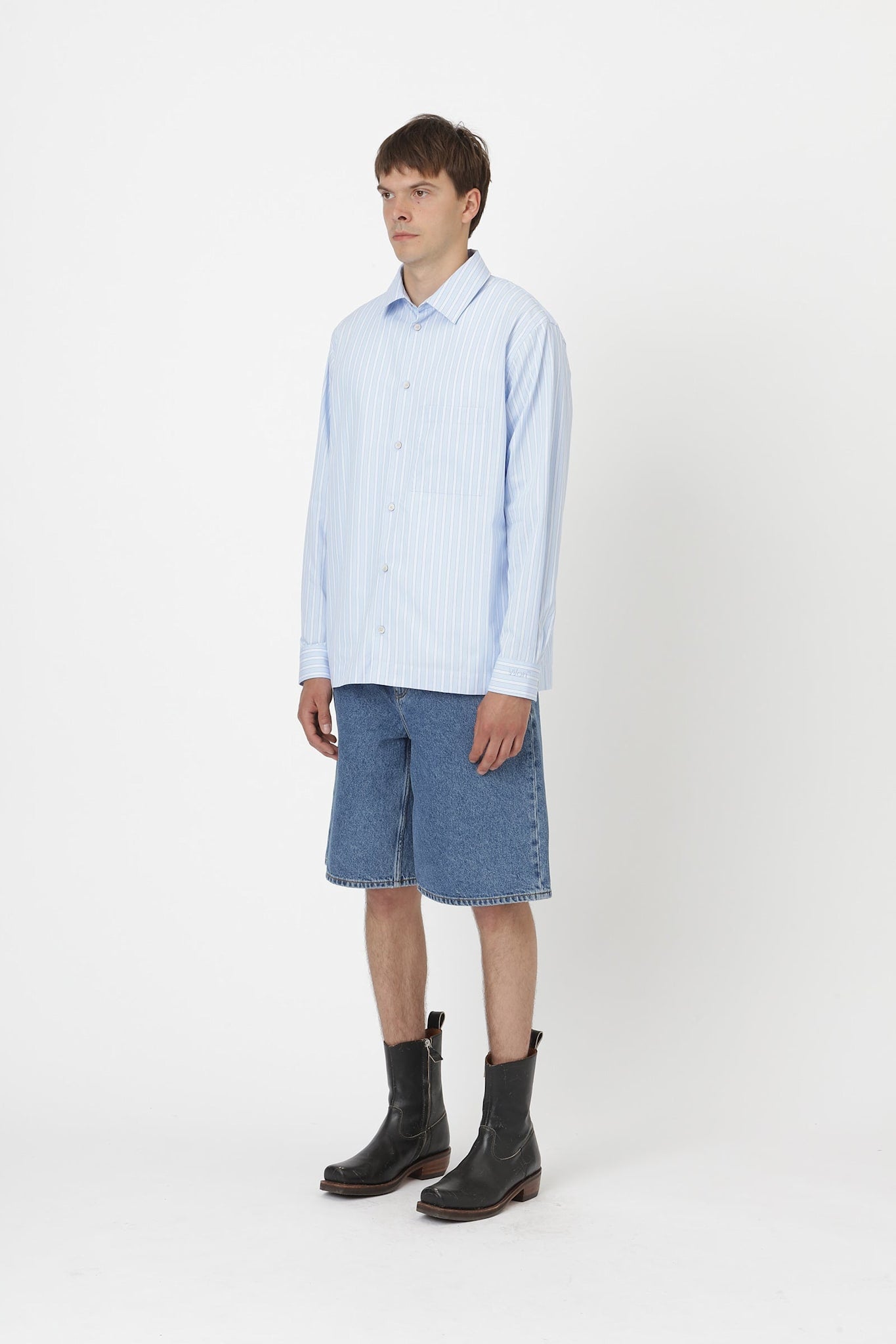 Won Hundred Men Penzo Stripe Shirt Blue Stripe