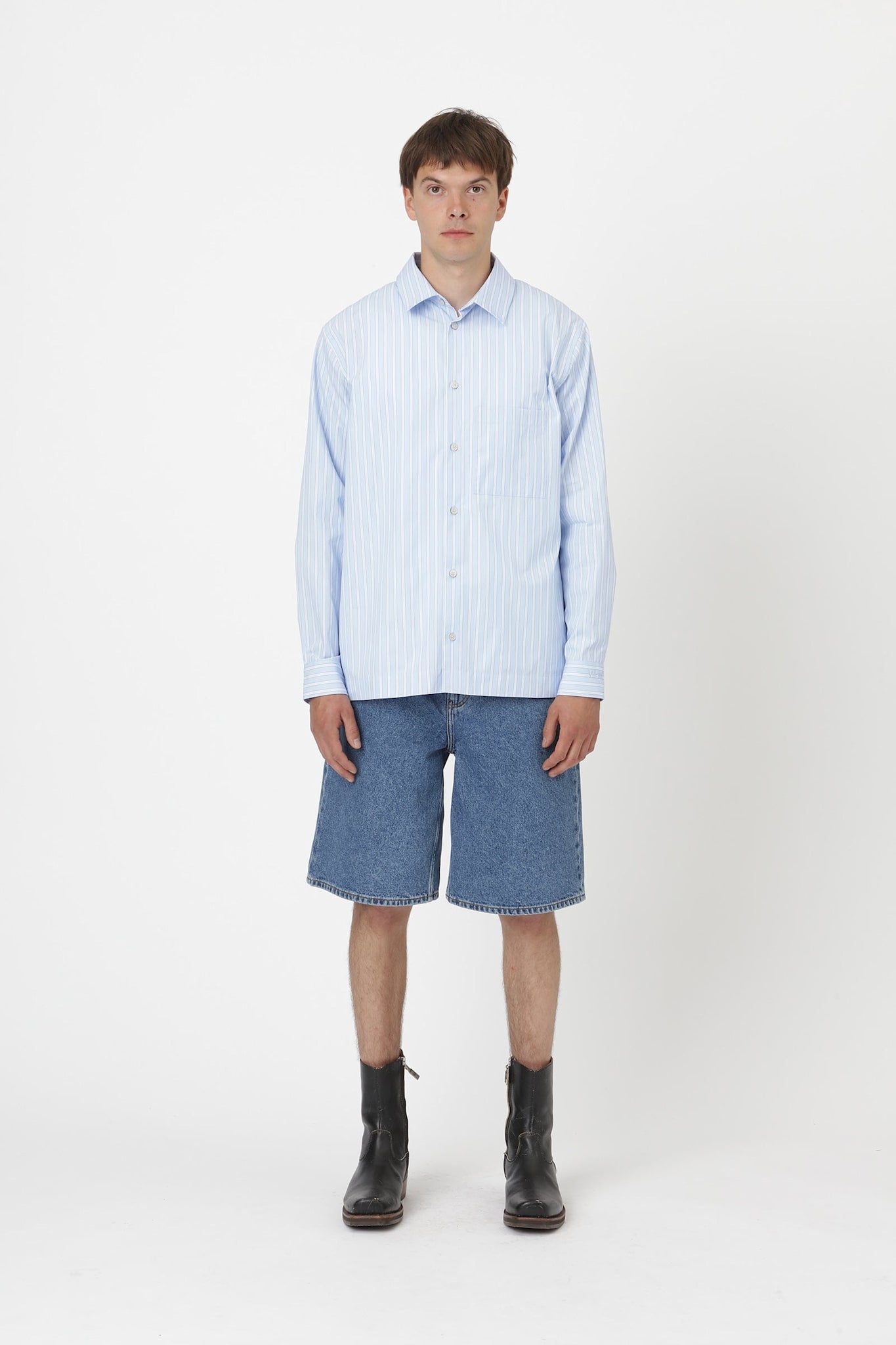 Won Hundred Men Penzo Stripe Shirt Blue Stripe