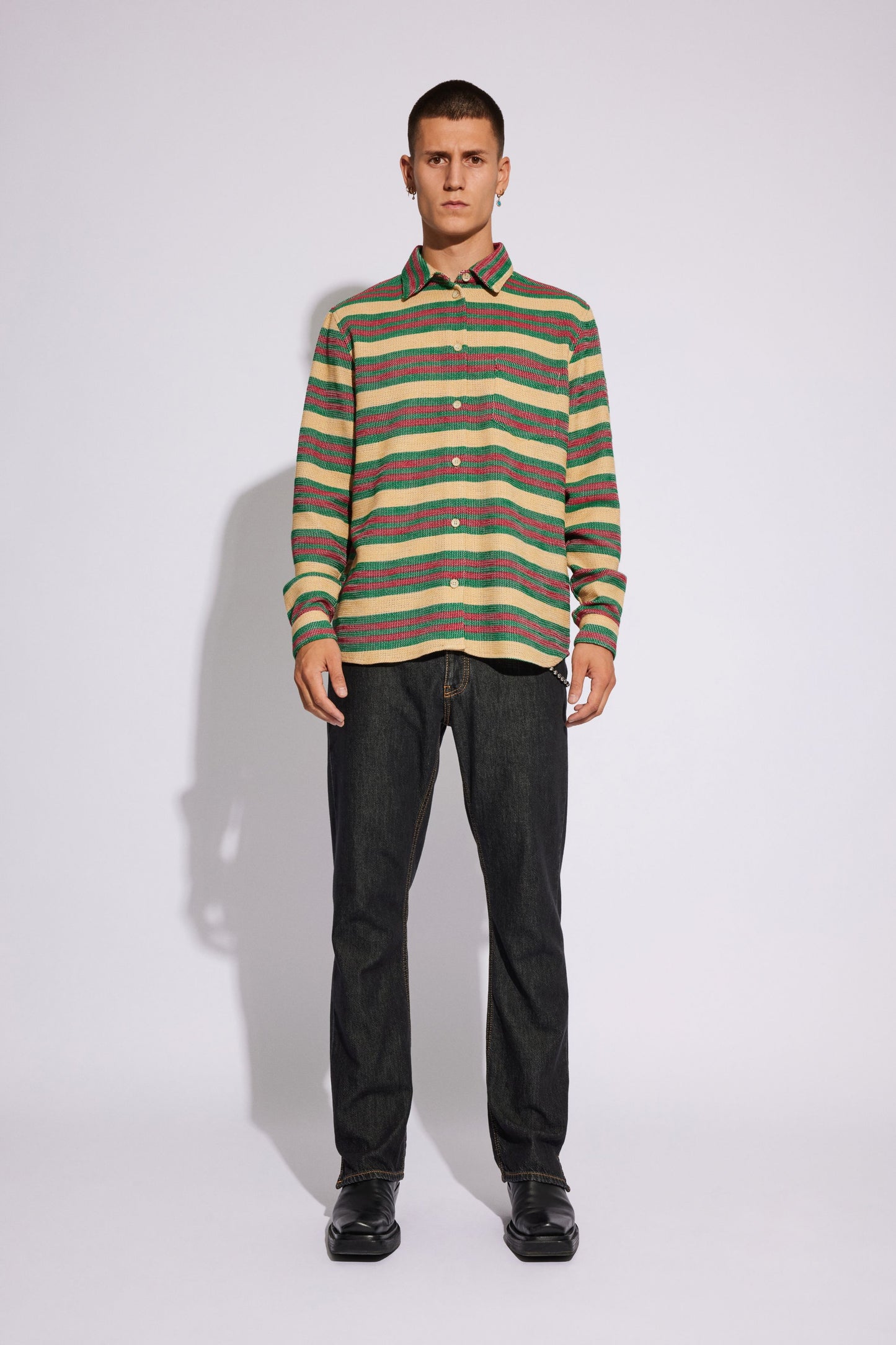 Won Hundred Men Poul Shirt Shirt Stripe