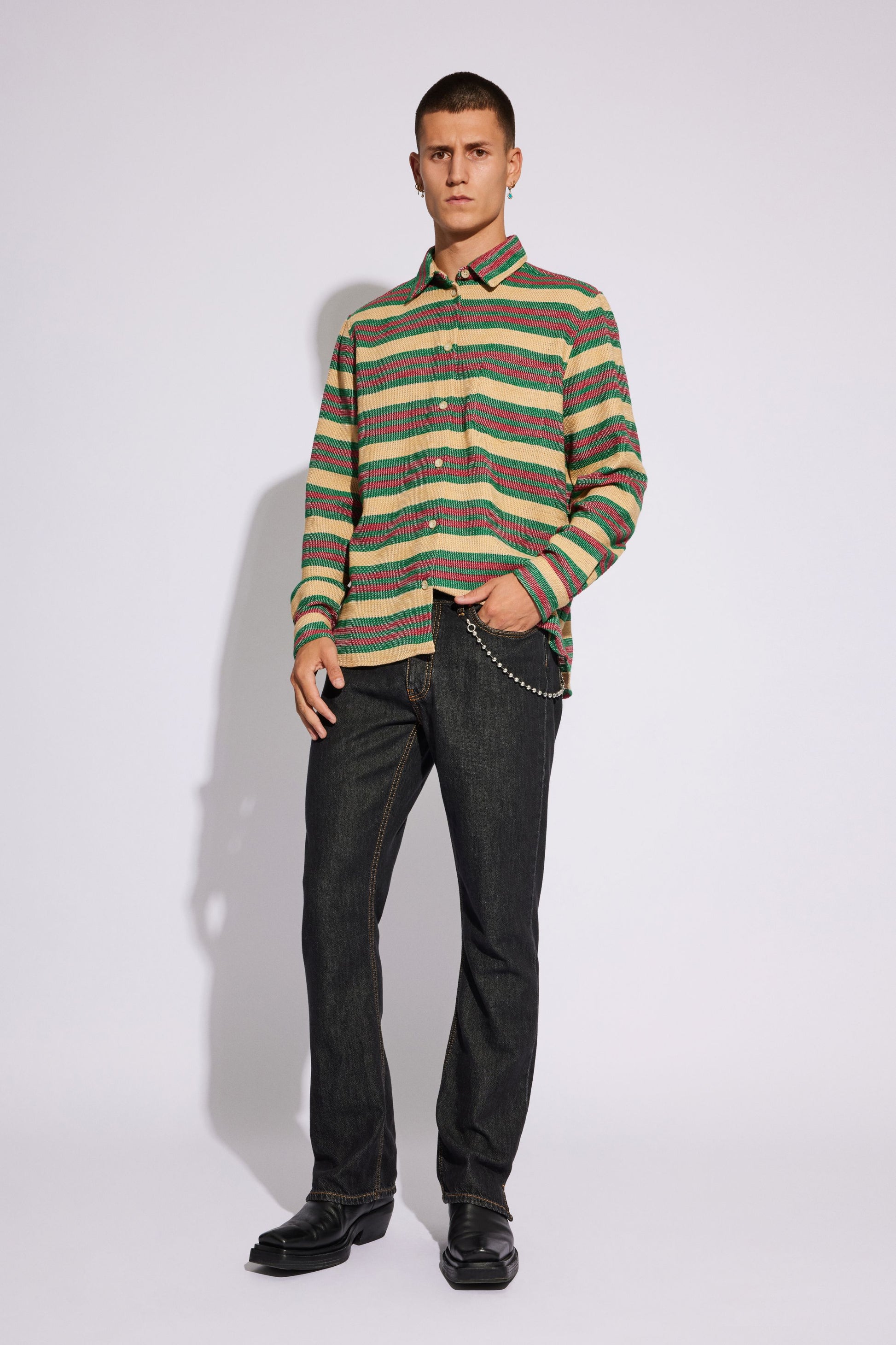 Won Hundred Men Poul Shirt Shirt Stripe