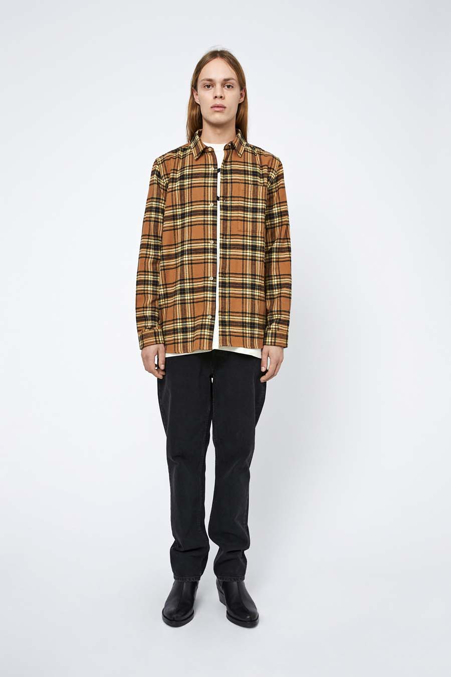 Won Hundred Men Rex Shirt Toffee Check