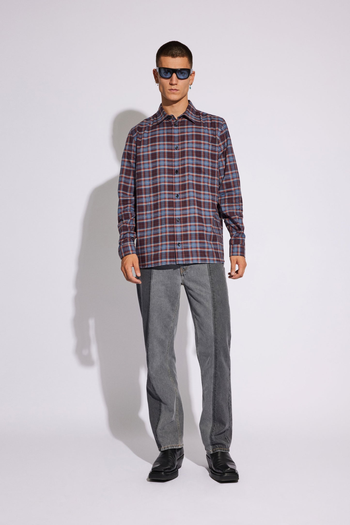 Won Hundred Men Rex Shirt Brick Red Check