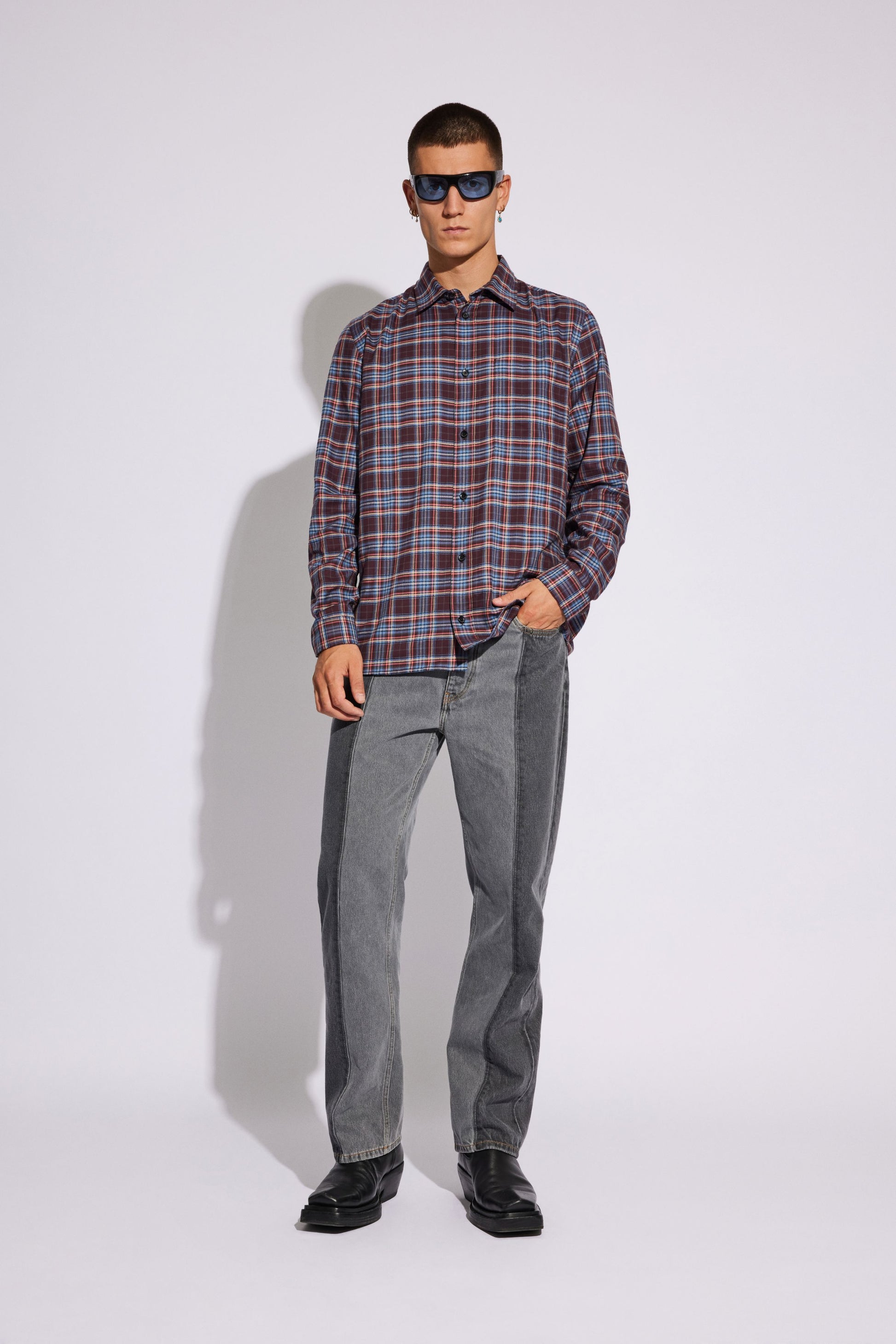 Won Hundred Men Rex Shirt Brick Red Check