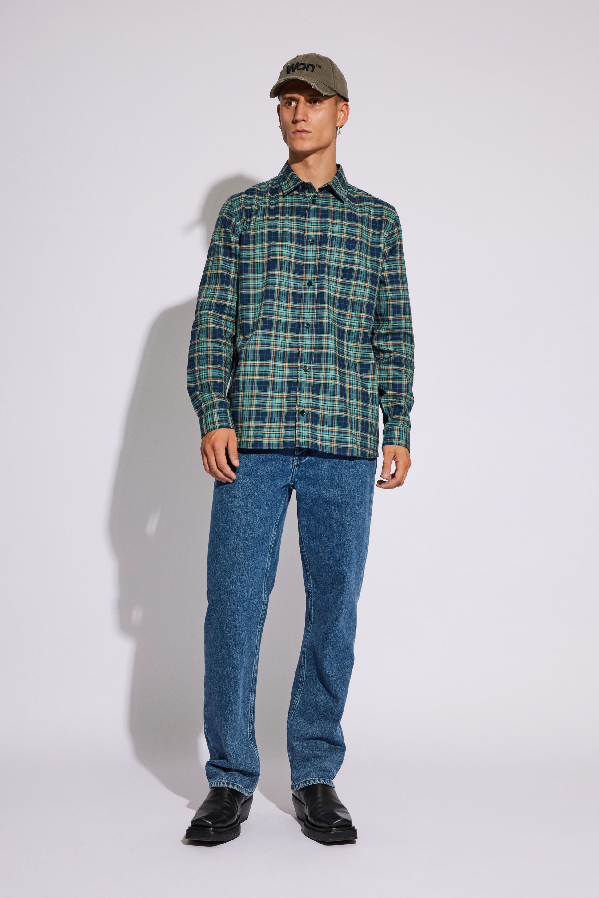 Won Hundred Men Rex Shirt Green Check