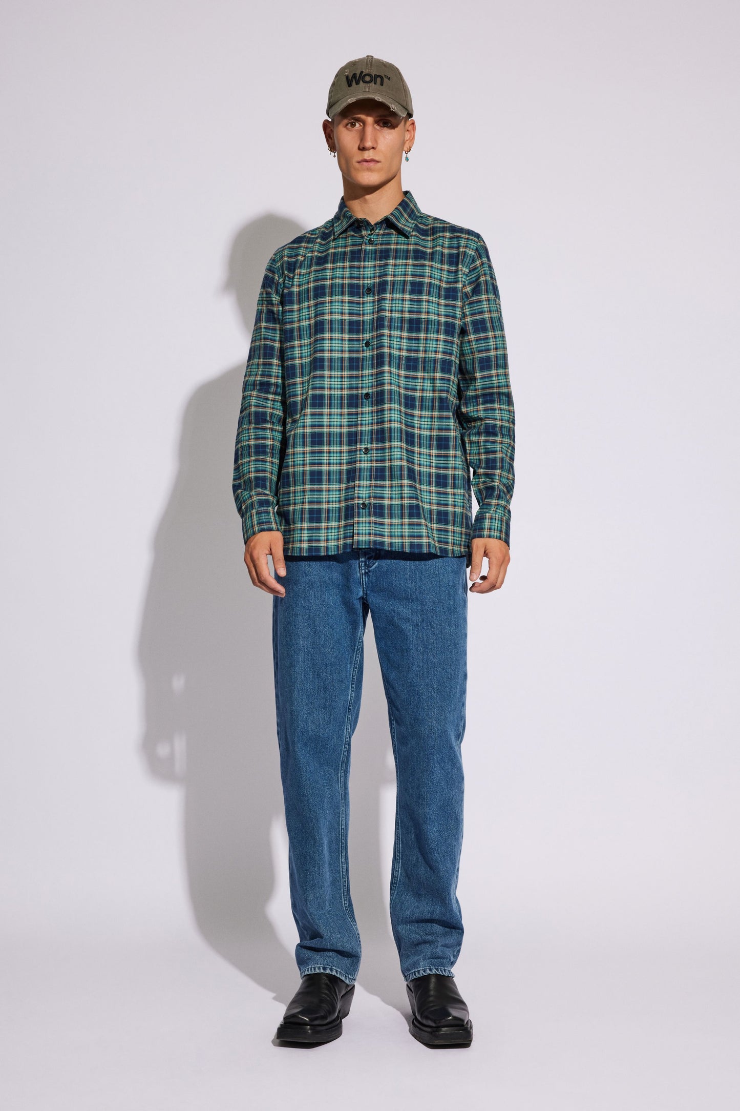 Won Hundred Men Rex Shirt Green Check