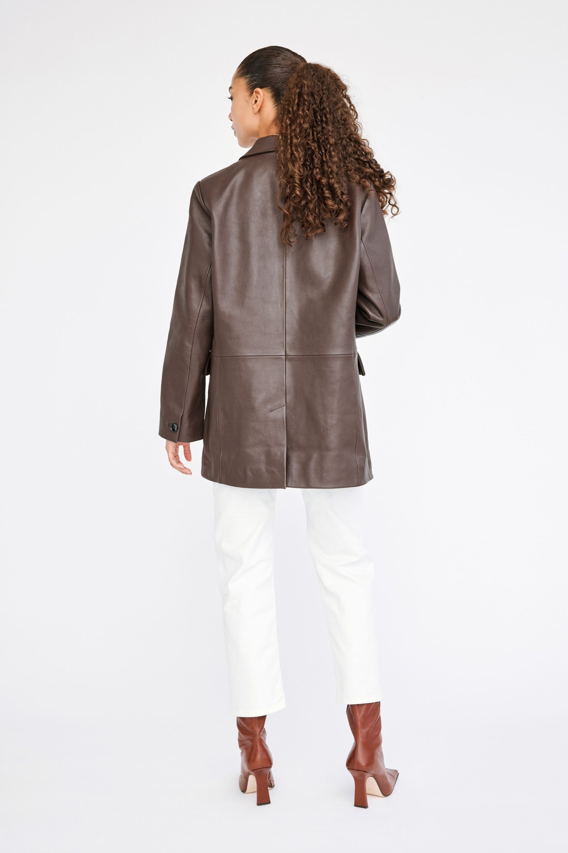 Won Hundred Women Scout Jacket Leather Garment Coffee Bean