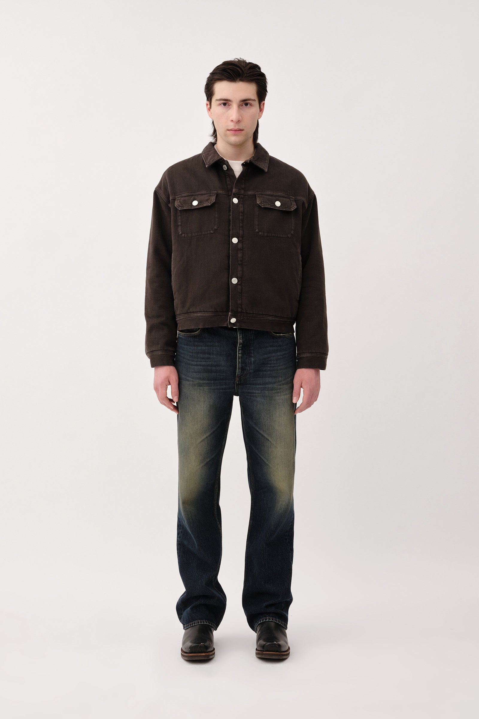 Won Hundred Men Shawn Overdye Jacket Black Olive