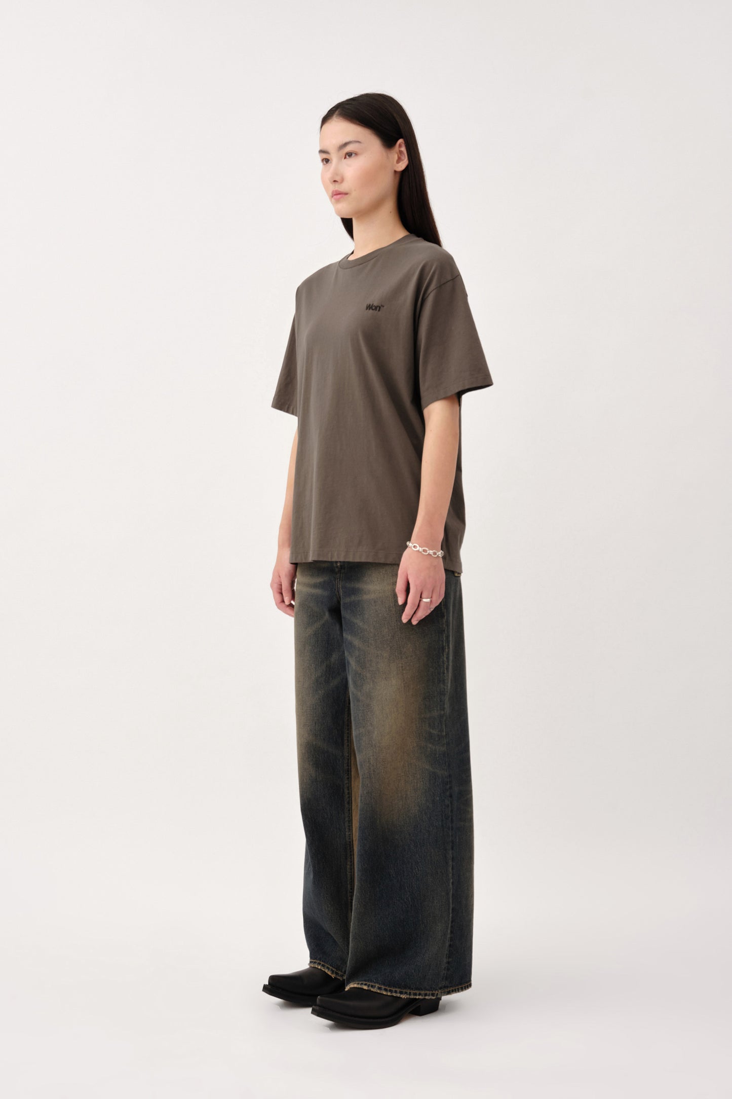 Won Hundred Women The Staff Tee Embroidery W T-shirt Black Olive