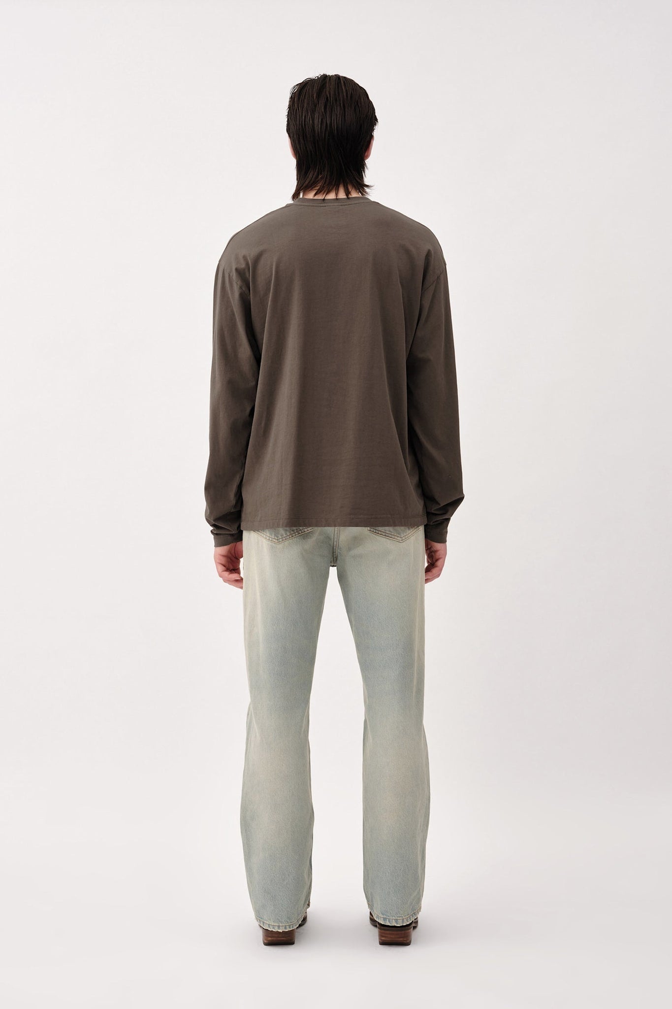 Won Hundred Men The Staff Tee LS Embroidery M T-shirt Black Olive