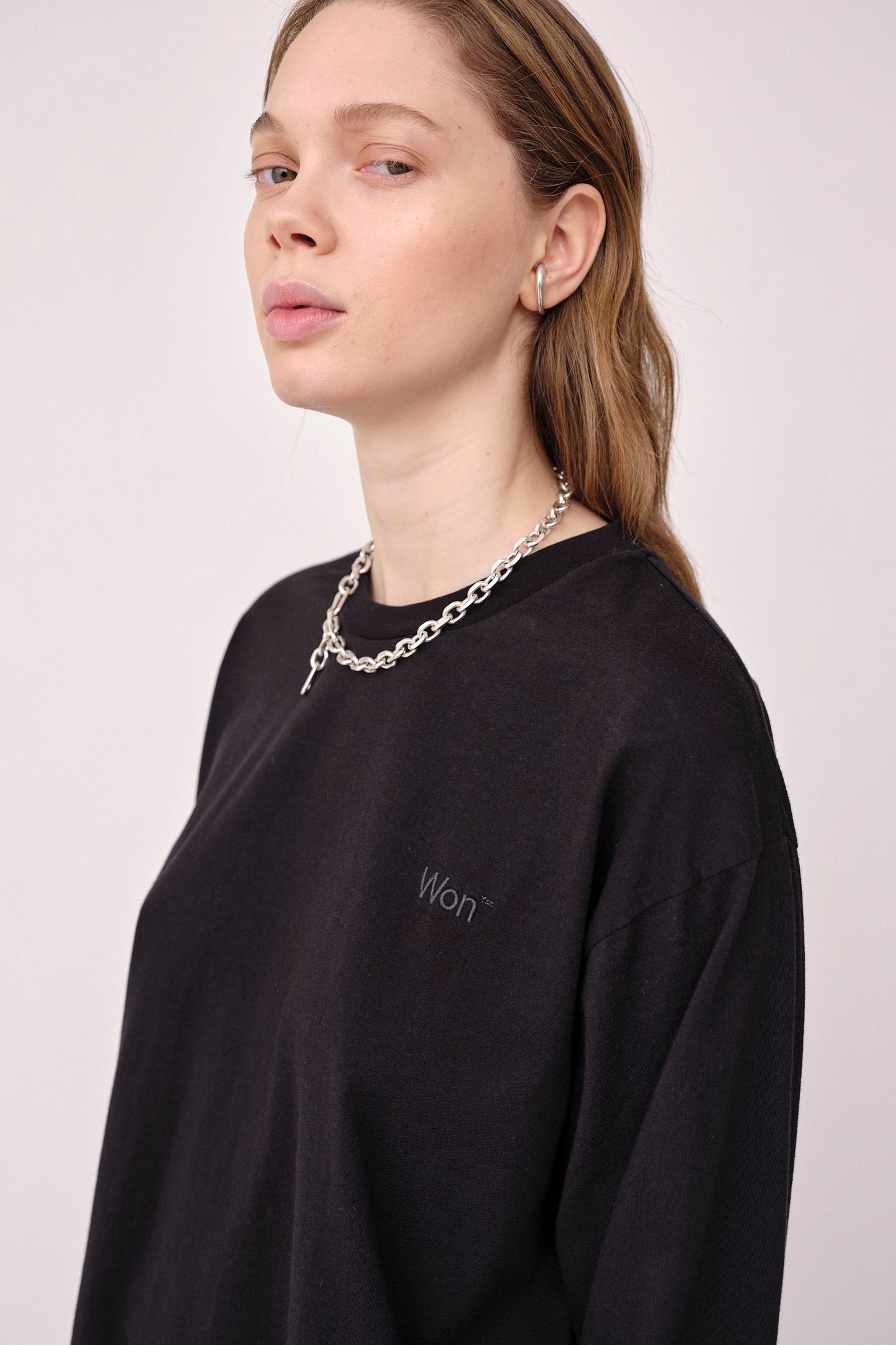 Won Hundred Women The Staff Tee LS Embroidery W T-shirt Black