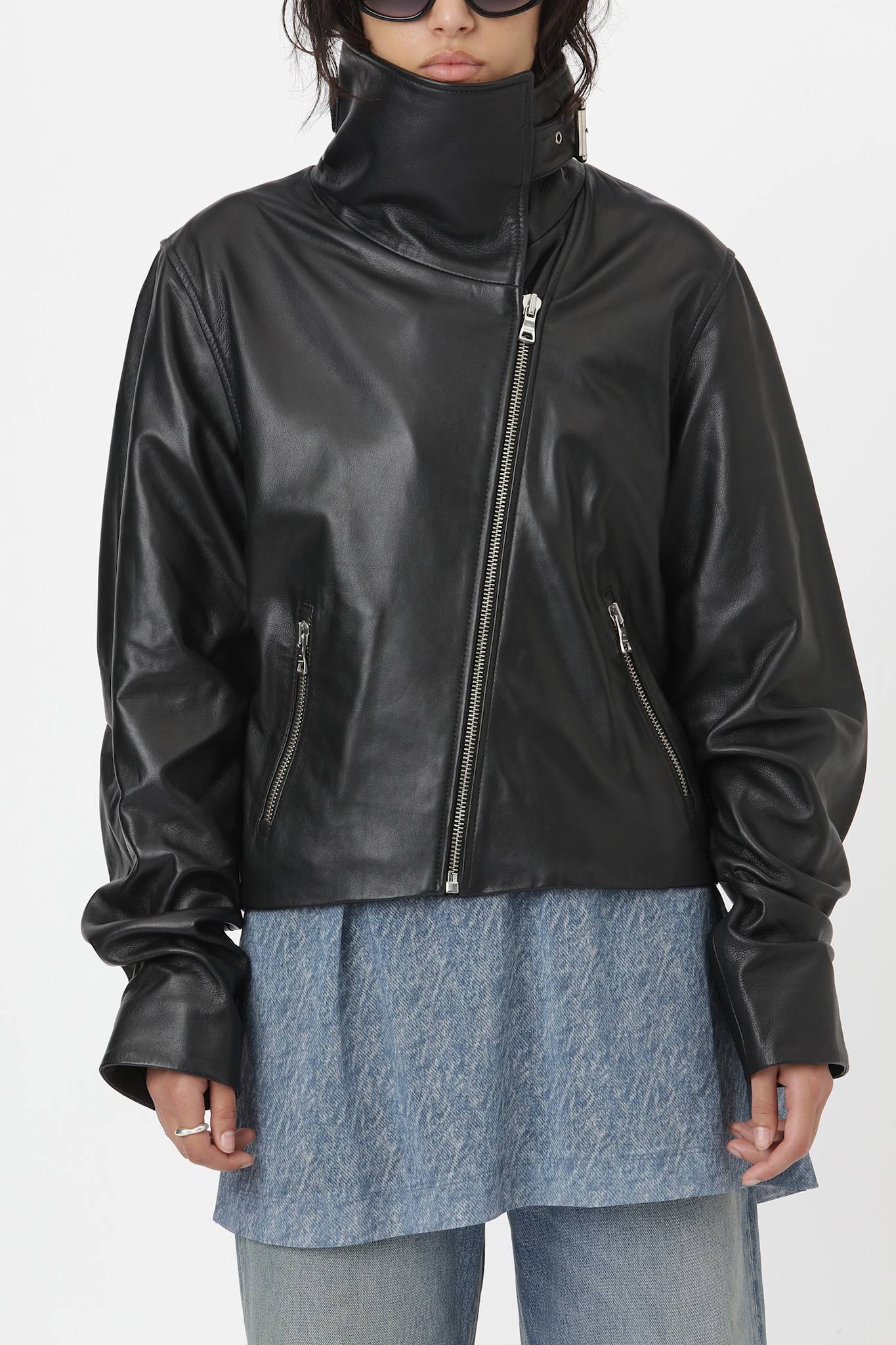 Won Hundred Women Tibby Leather Jacket Black