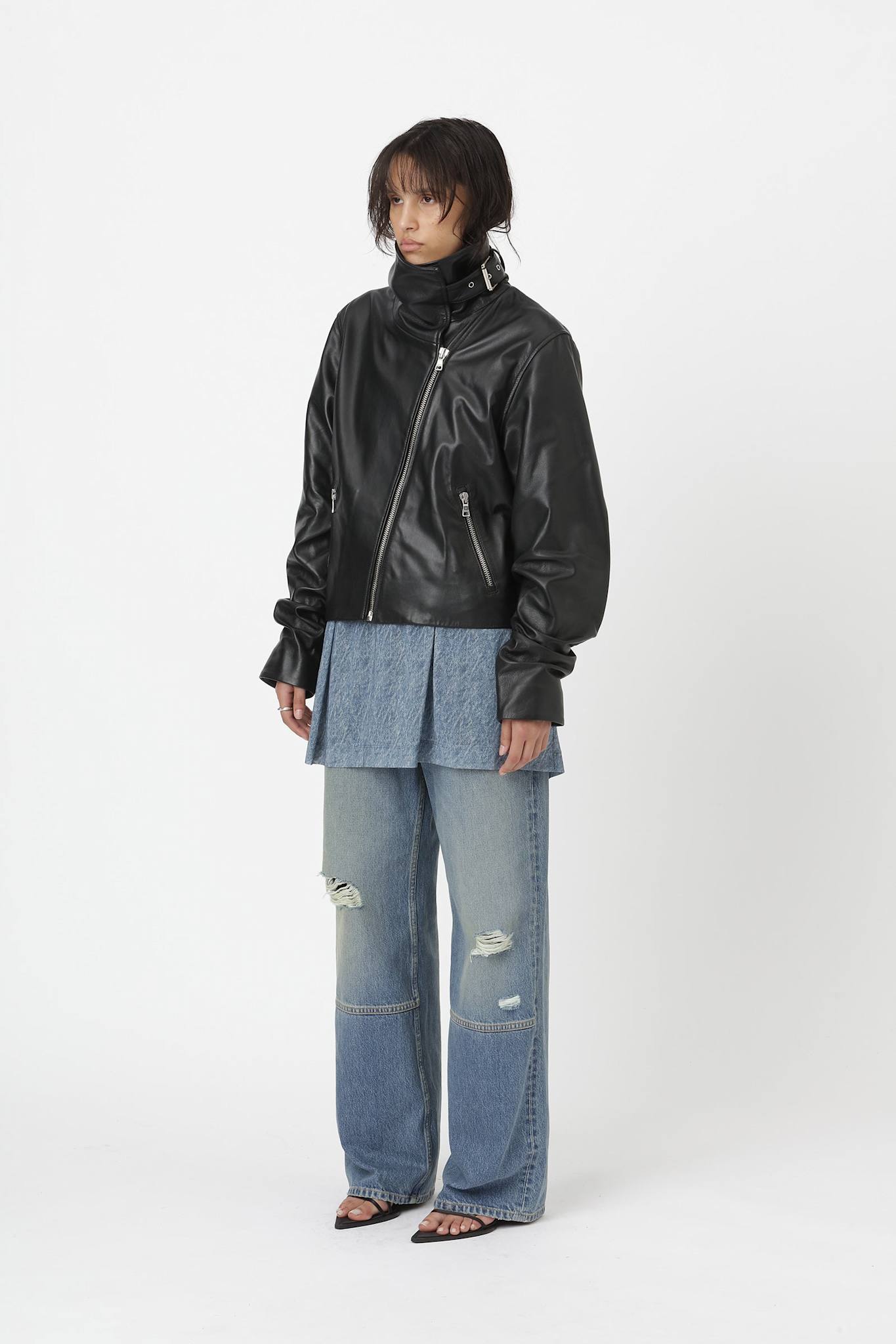 Won Hundred Women Tibby Leather Jacket Black