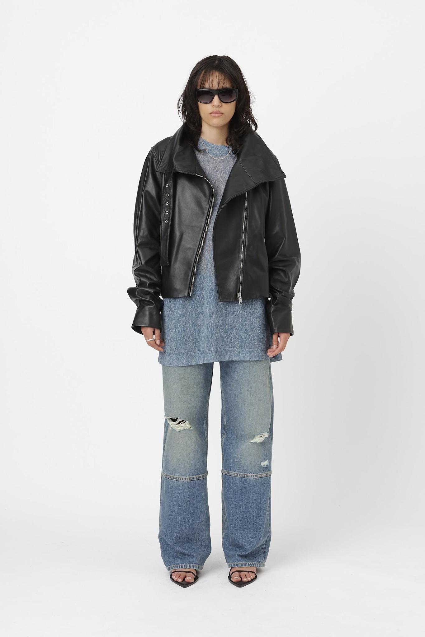 Won Hundred Women Tibby Leather Jacket Black