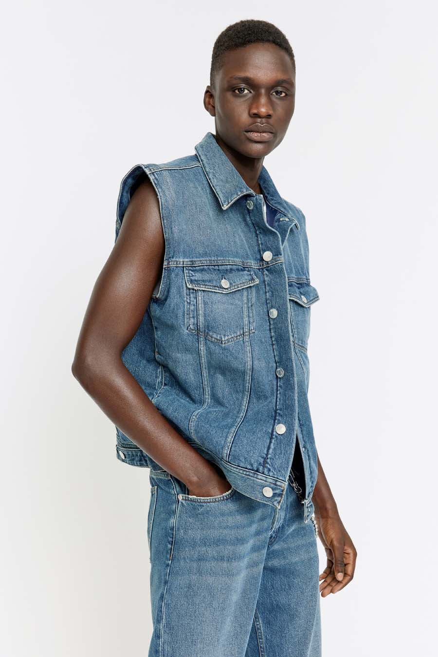 Won Hundred Men Vinny Vest Vest Original Blue Four