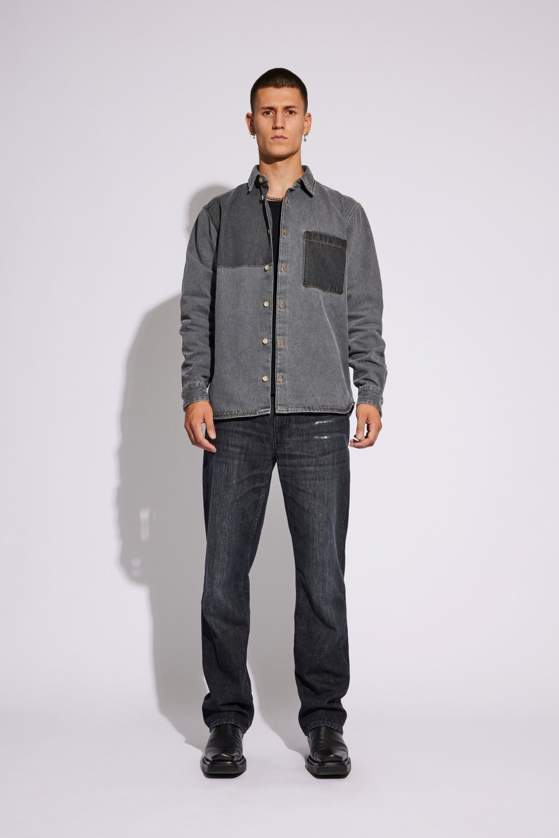 Won Hundred Men Wilder Shirt Shirt Two-Tone