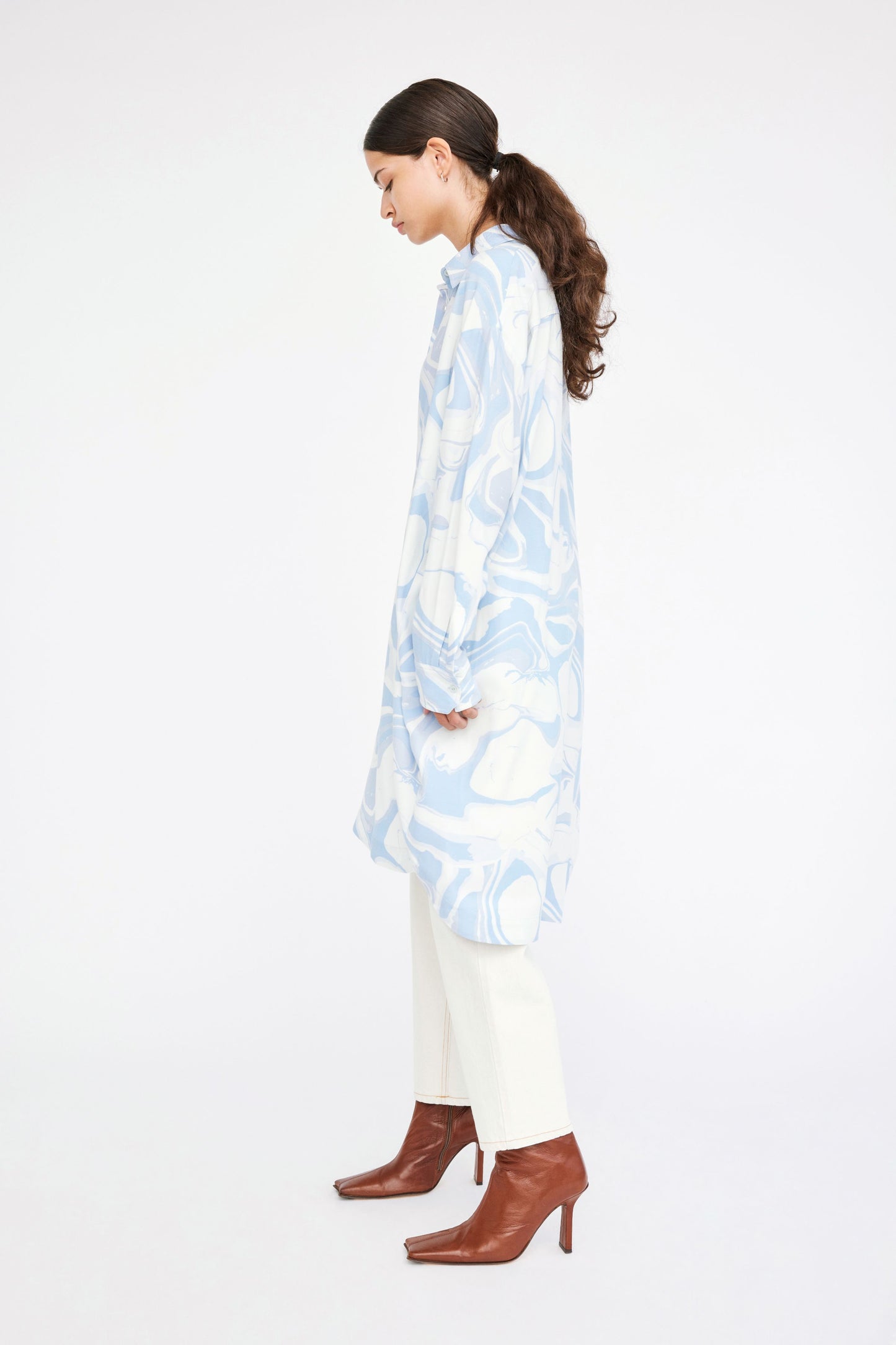 Won Hundred Women Zara Long Shirt Shirt Marble Print