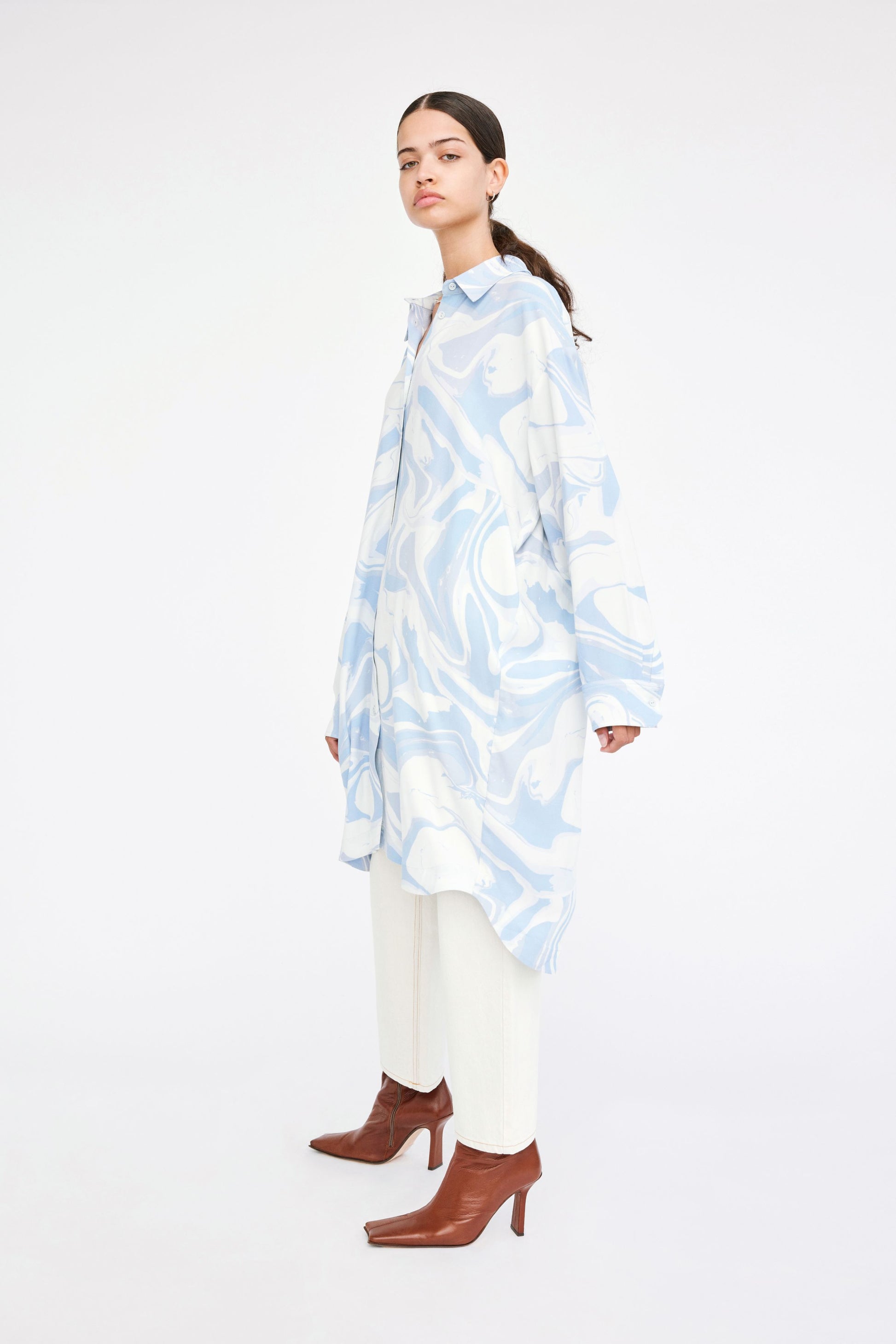 Won Hundred Women Zara Long Shirt Shirt Marble Print