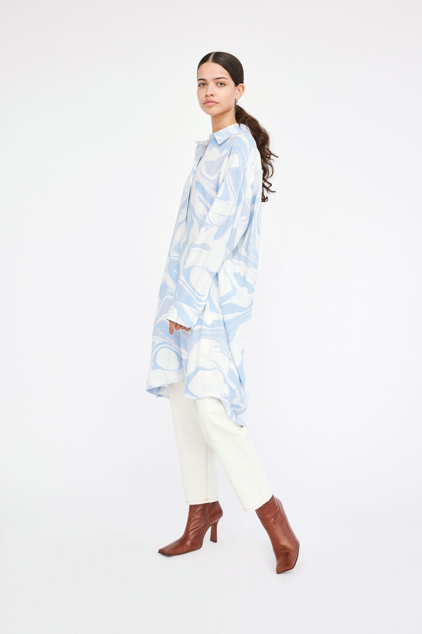 Won Hundred Women Zara Long Shirt Shirt Marble Print